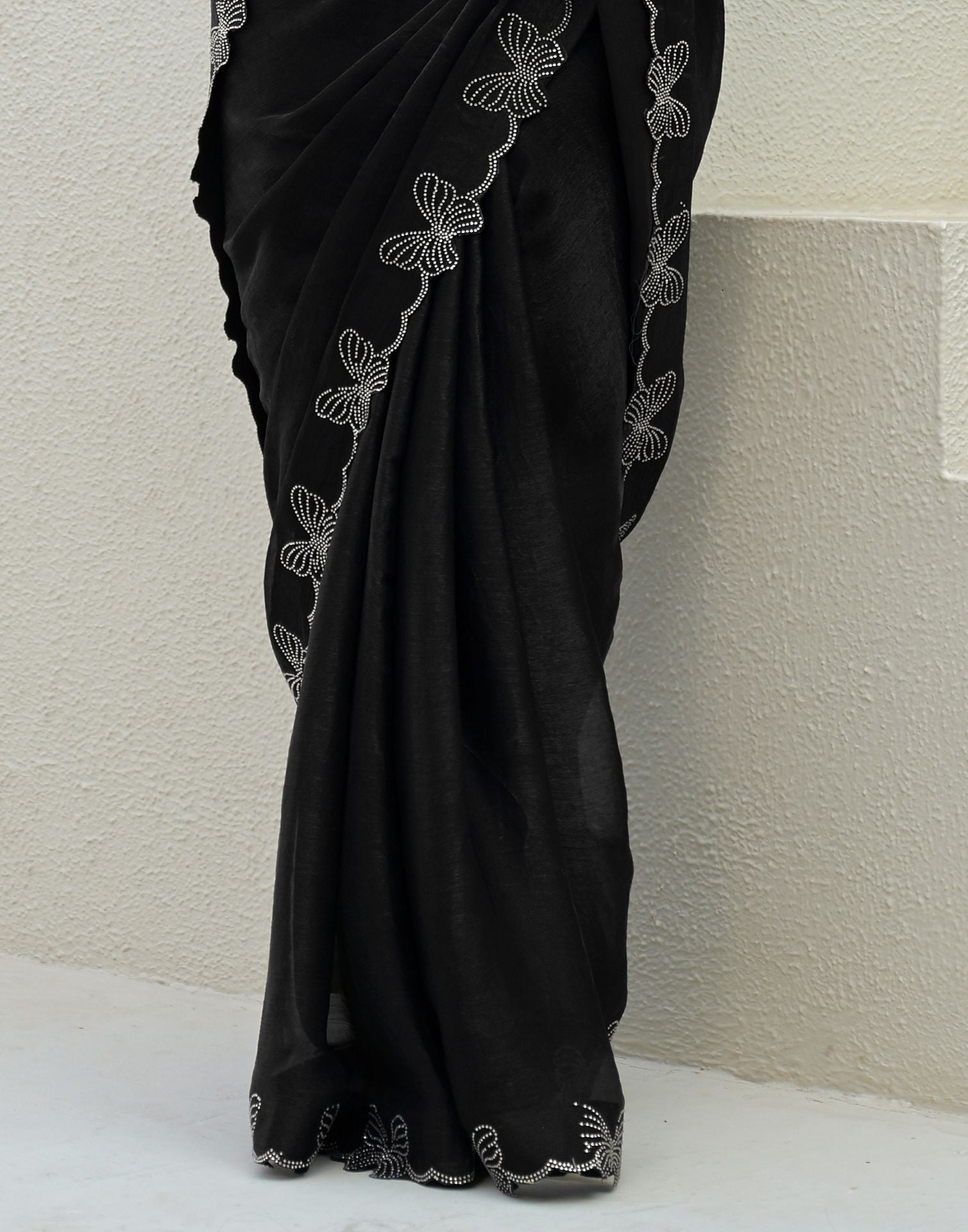 Black Shimmer Stone Work Swarovski Saree
