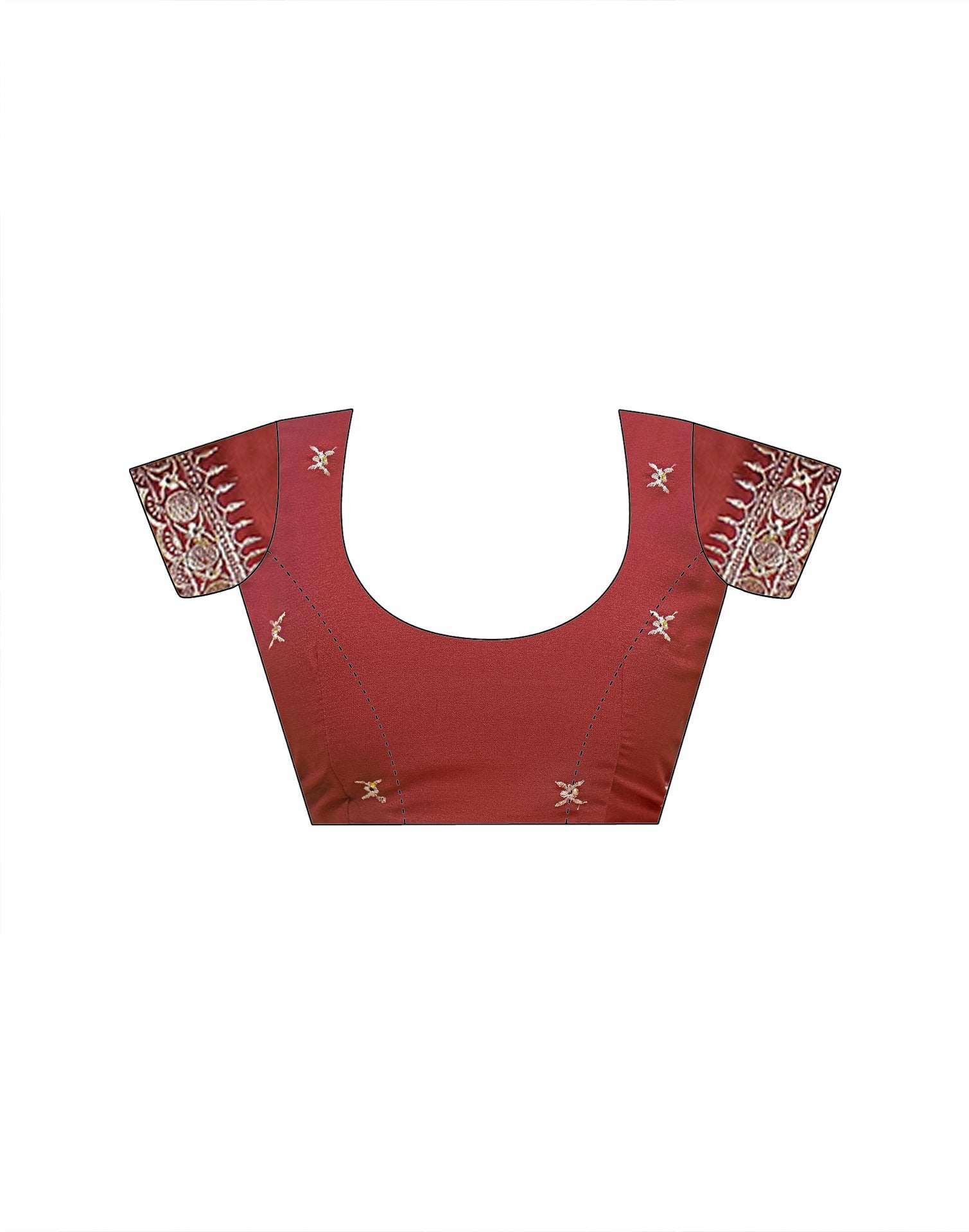 Rust Shimmer Embroidery Saree