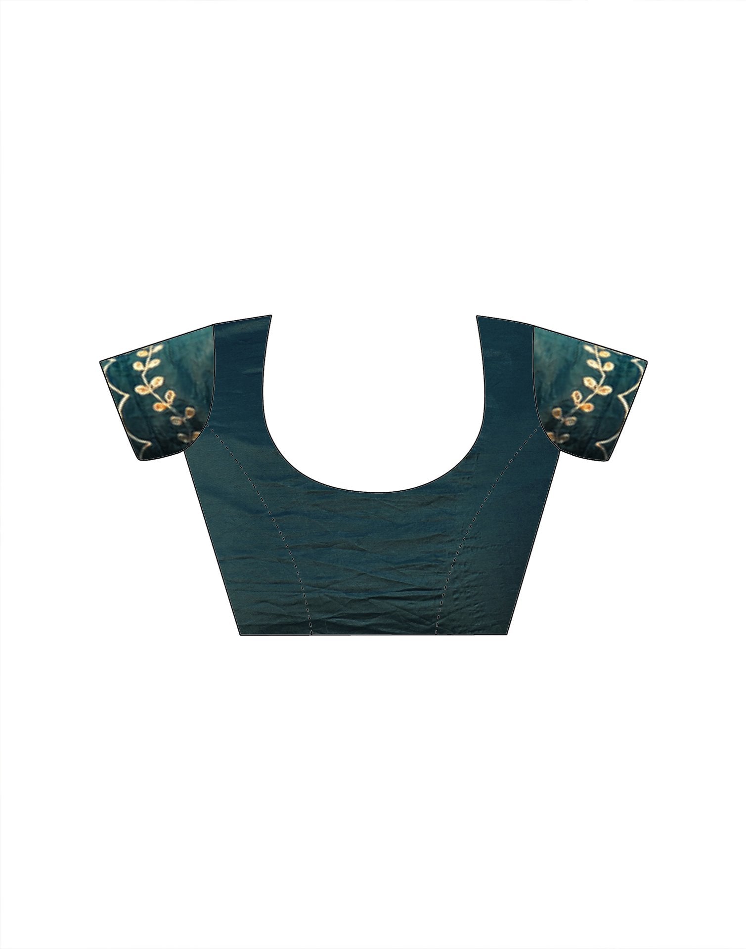 Dusty Teal Blue Crush Tissue Embroidery Saree