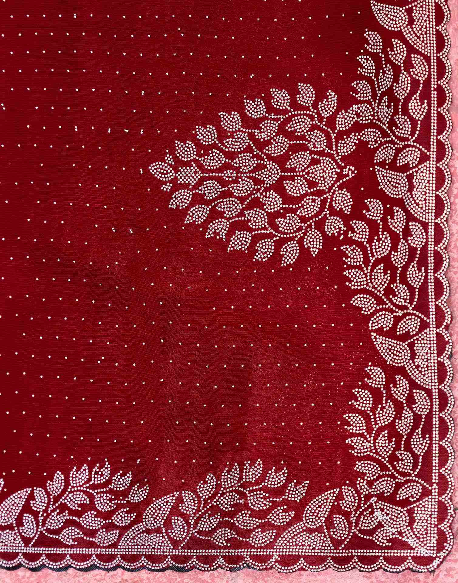 Maroon Shimmer Stone Work Swarovski Saree