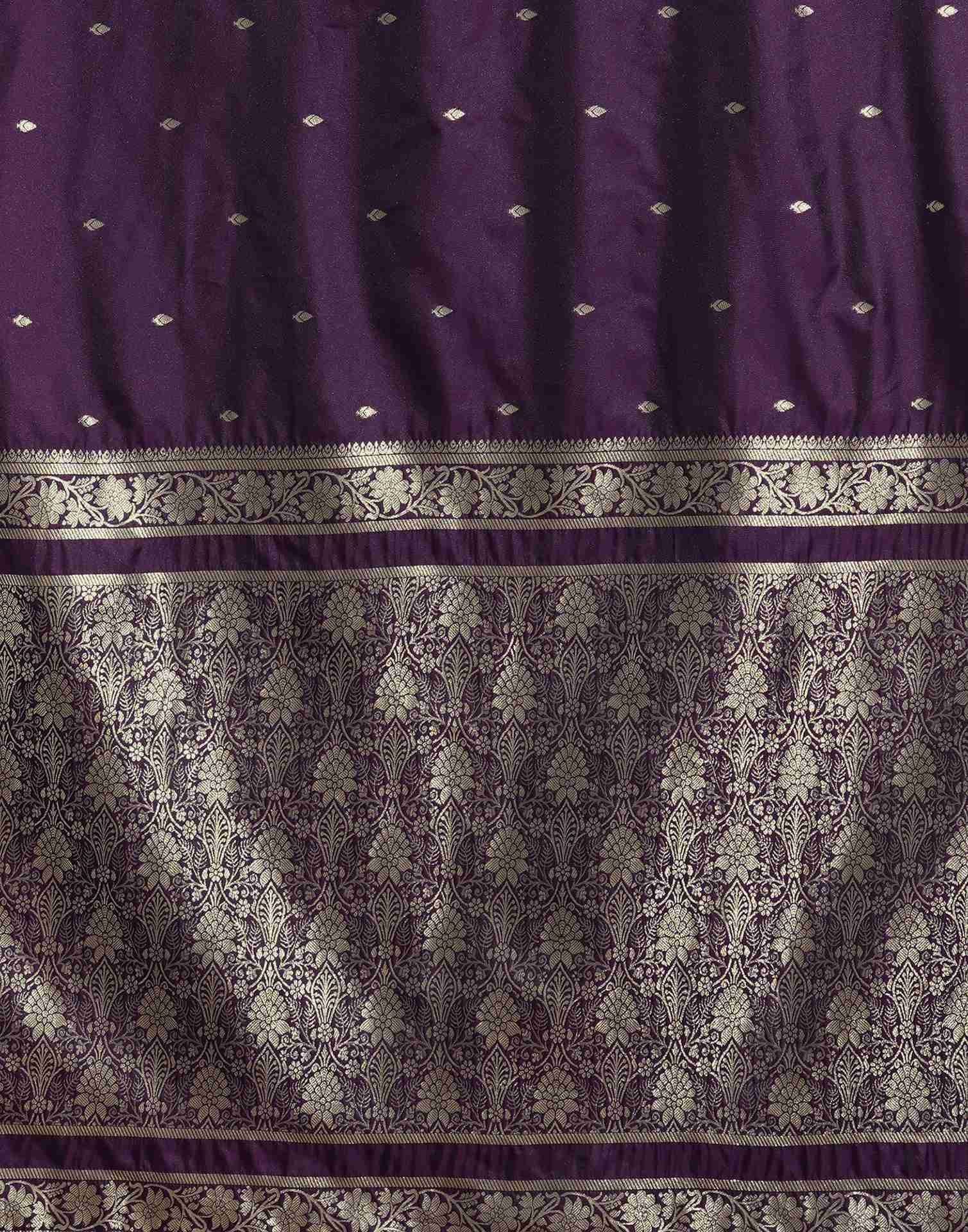 Dark Purple Silk Woven Banarasi Saree