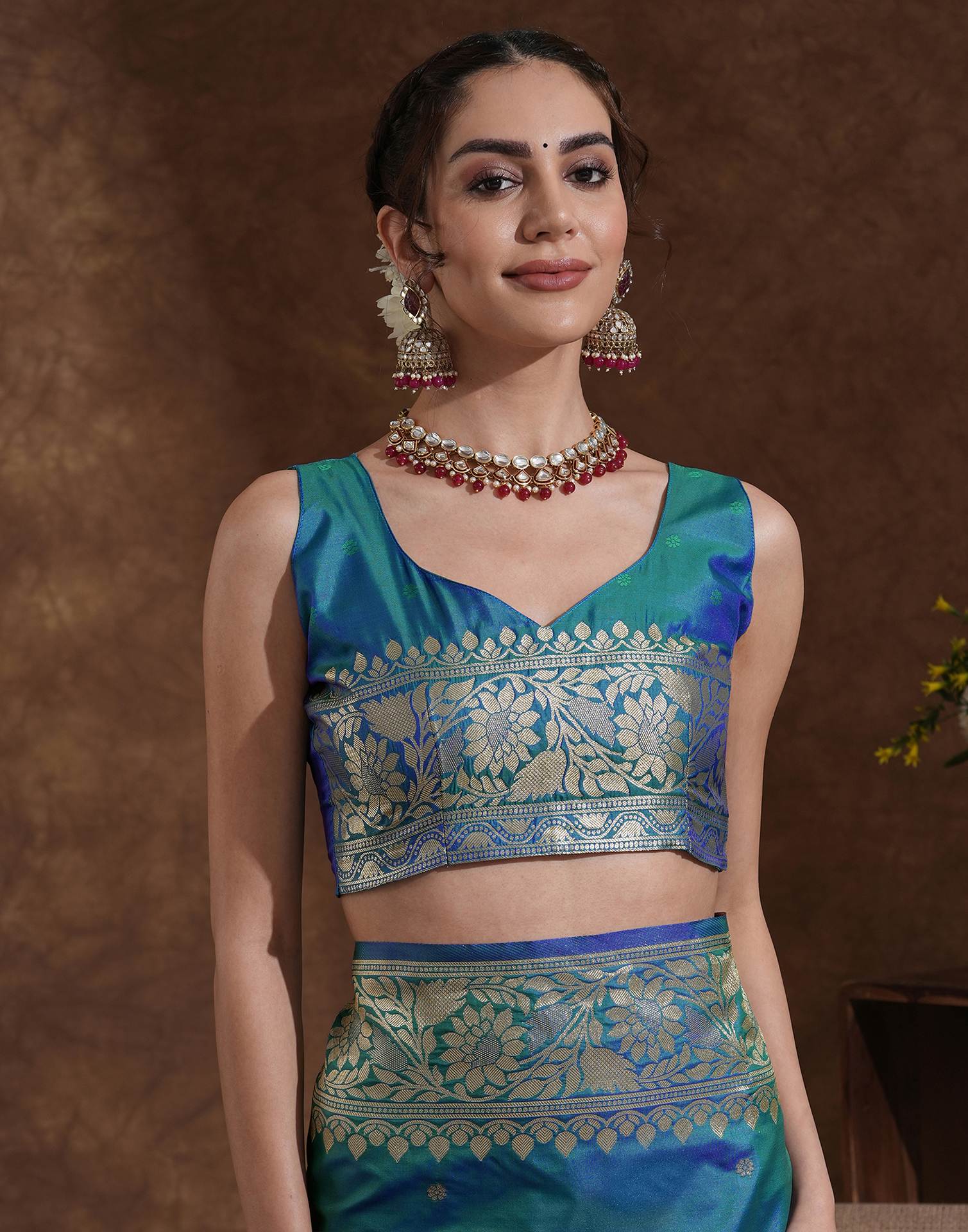 Turquoise Blue Silk Woven Kanjivaram Saree