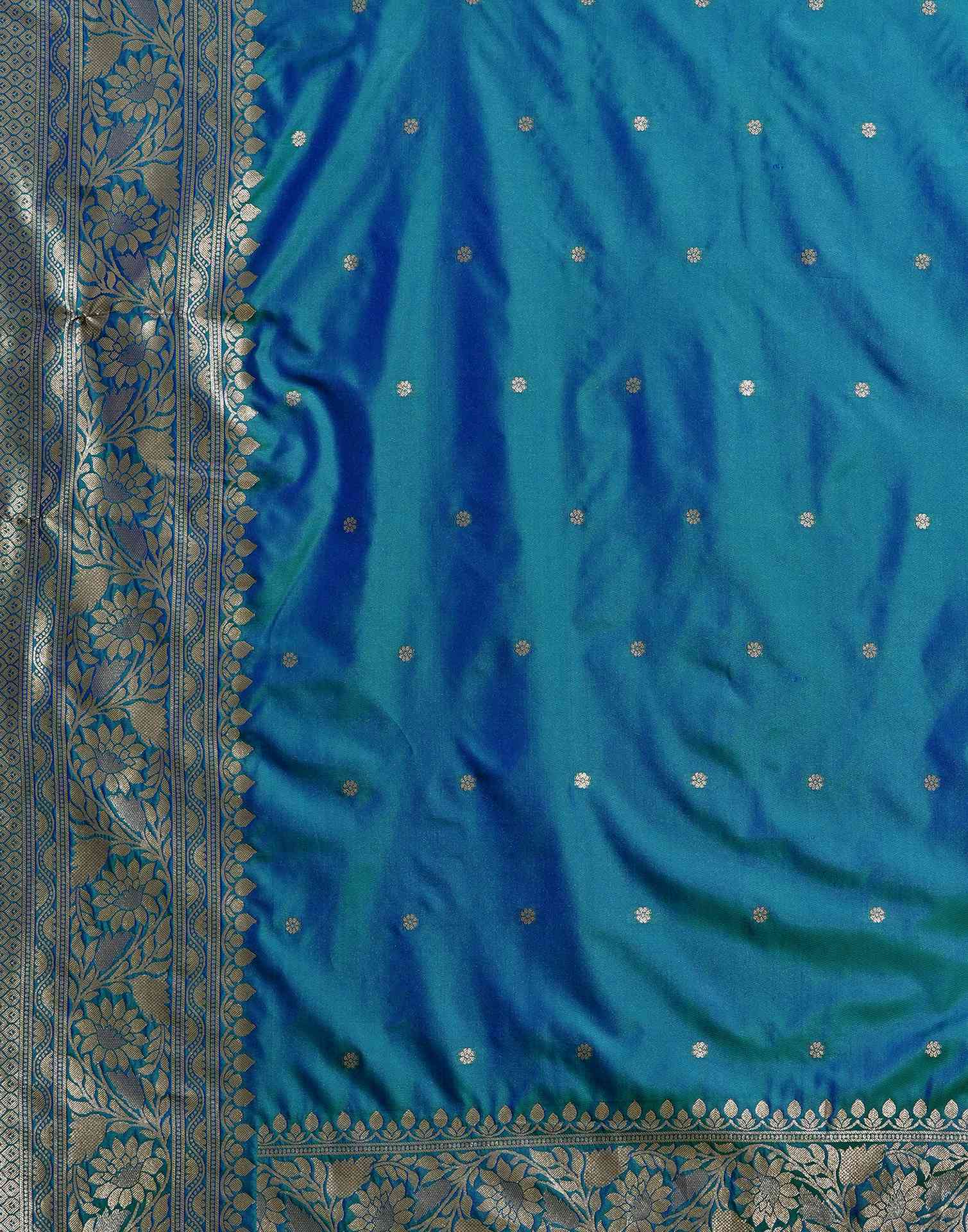 Turquoise Blue Silk Woven Kanjivaram Saree