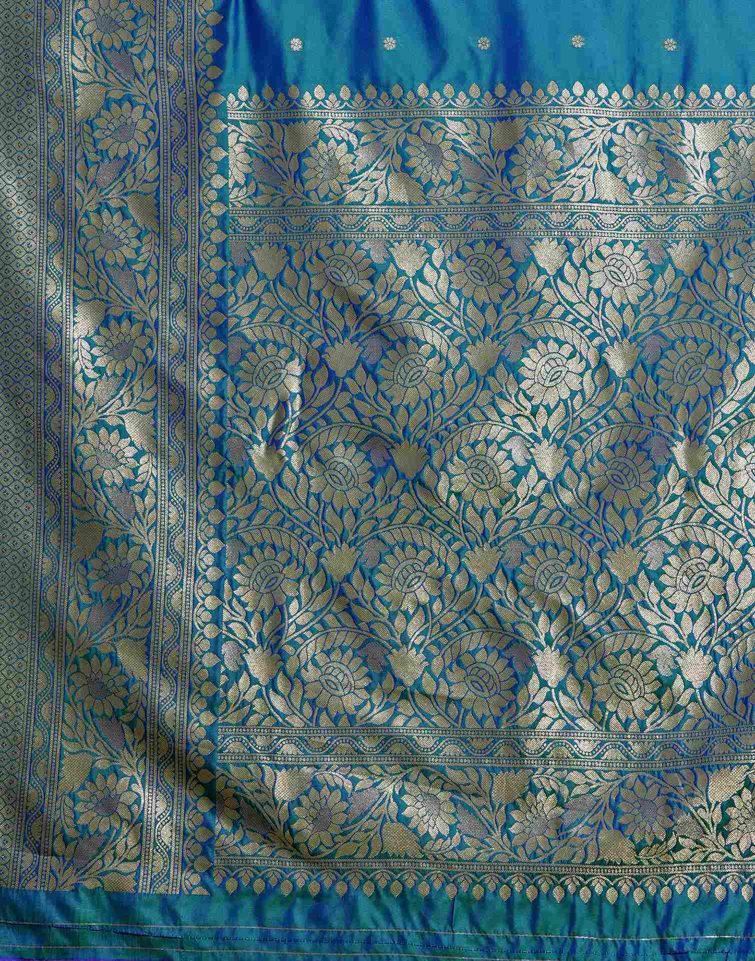 Turquoise Blue Silk Woven Kanjivaram Saree