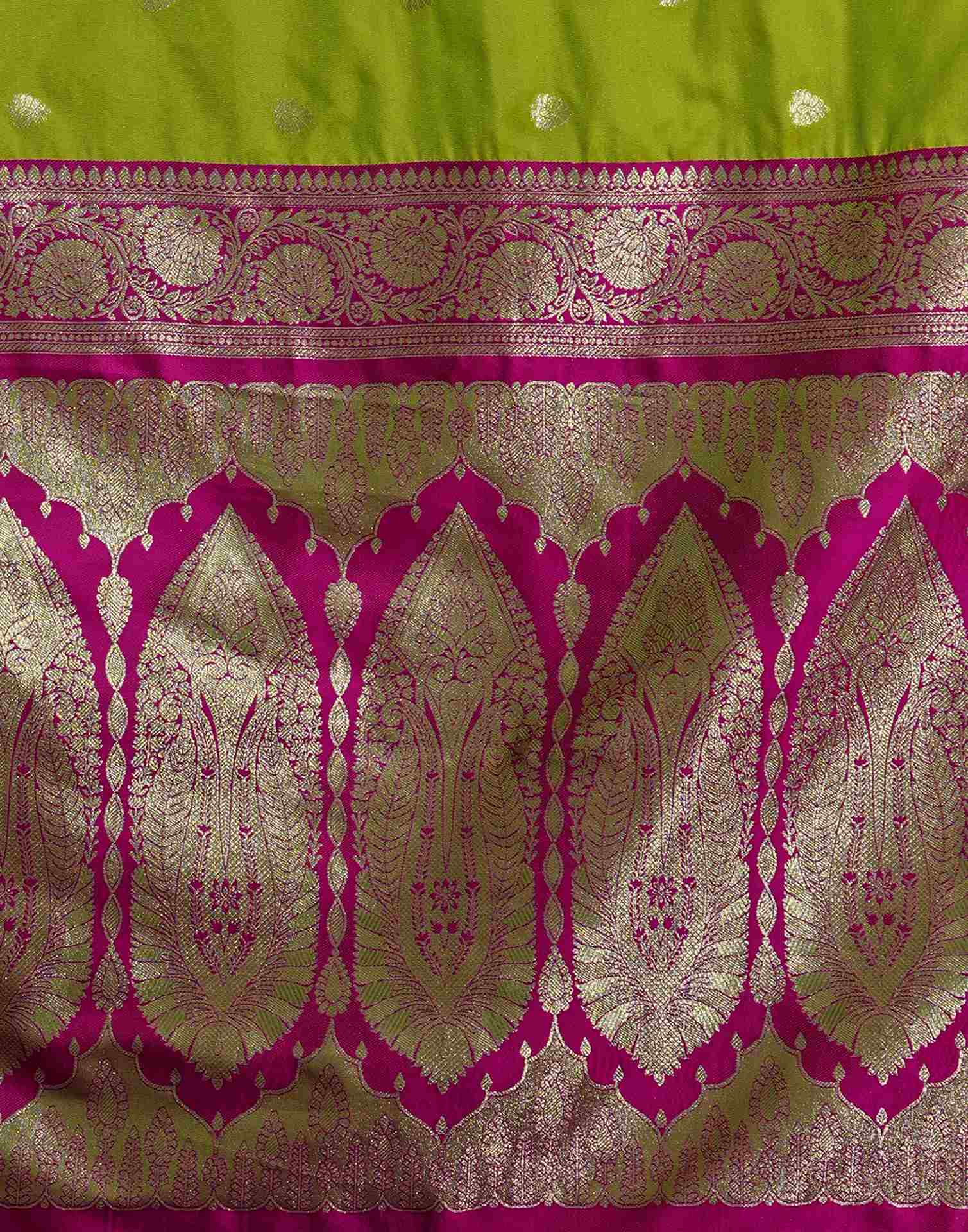 Parrot Green Silk Woven Banarasi Saree