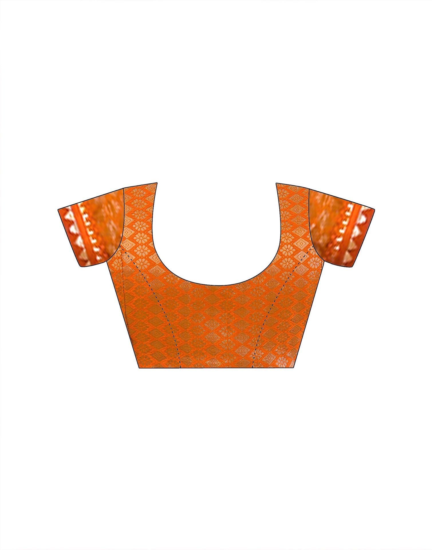 Orange Georgette Bandhani Printed Lace Saree