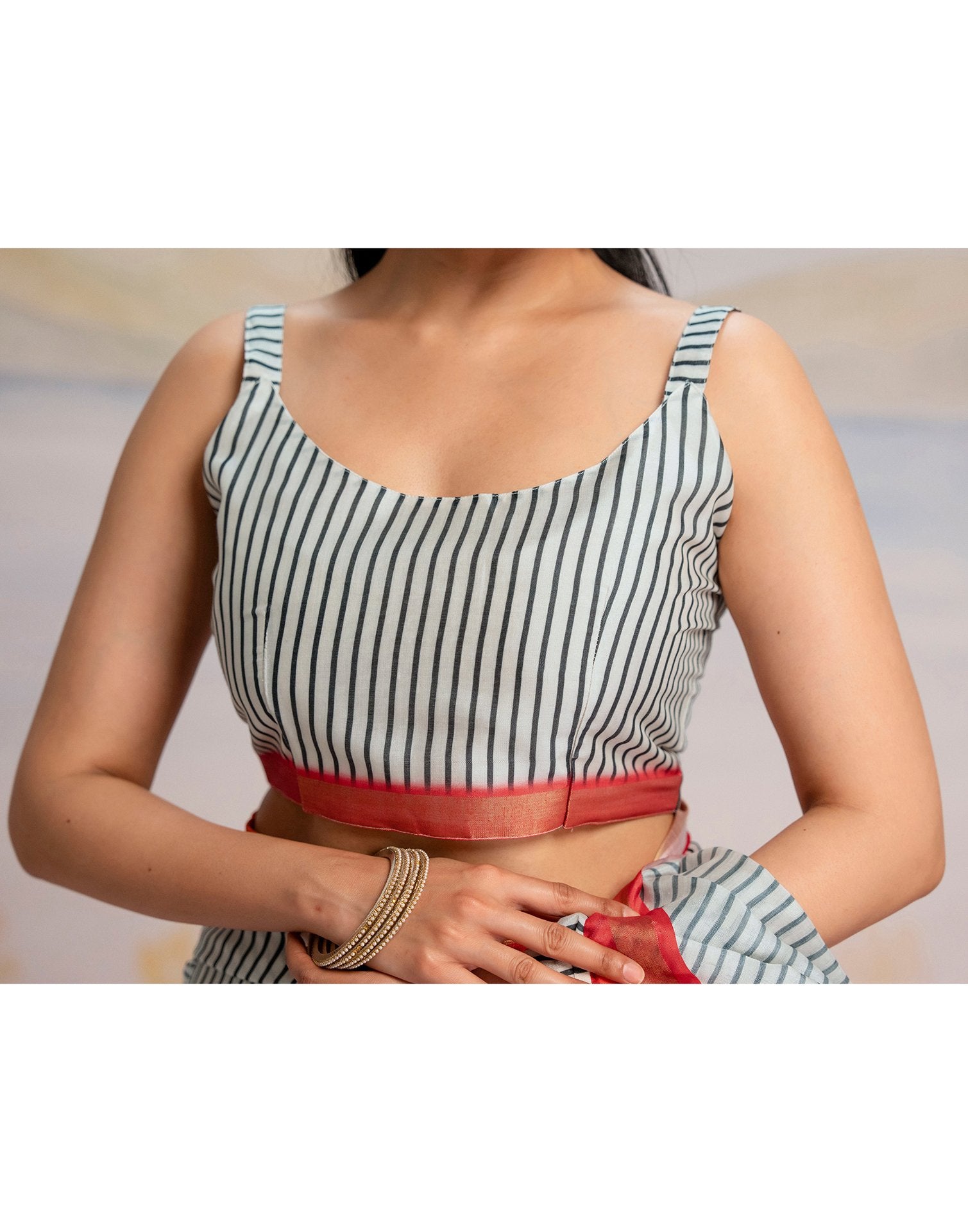 Ready To Wear Off White Silk Printed Saree