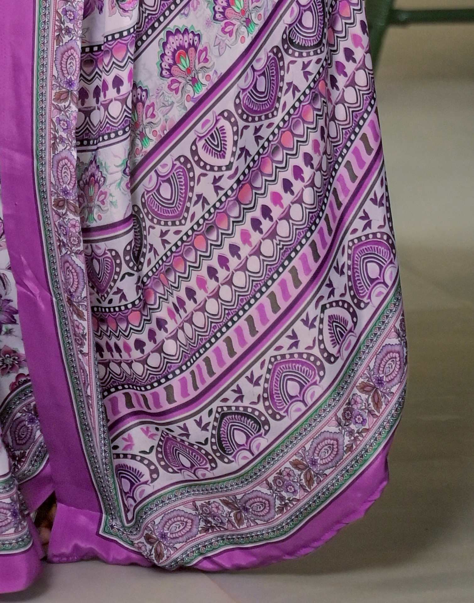 Light Pink Crepe Silk Printed Saree