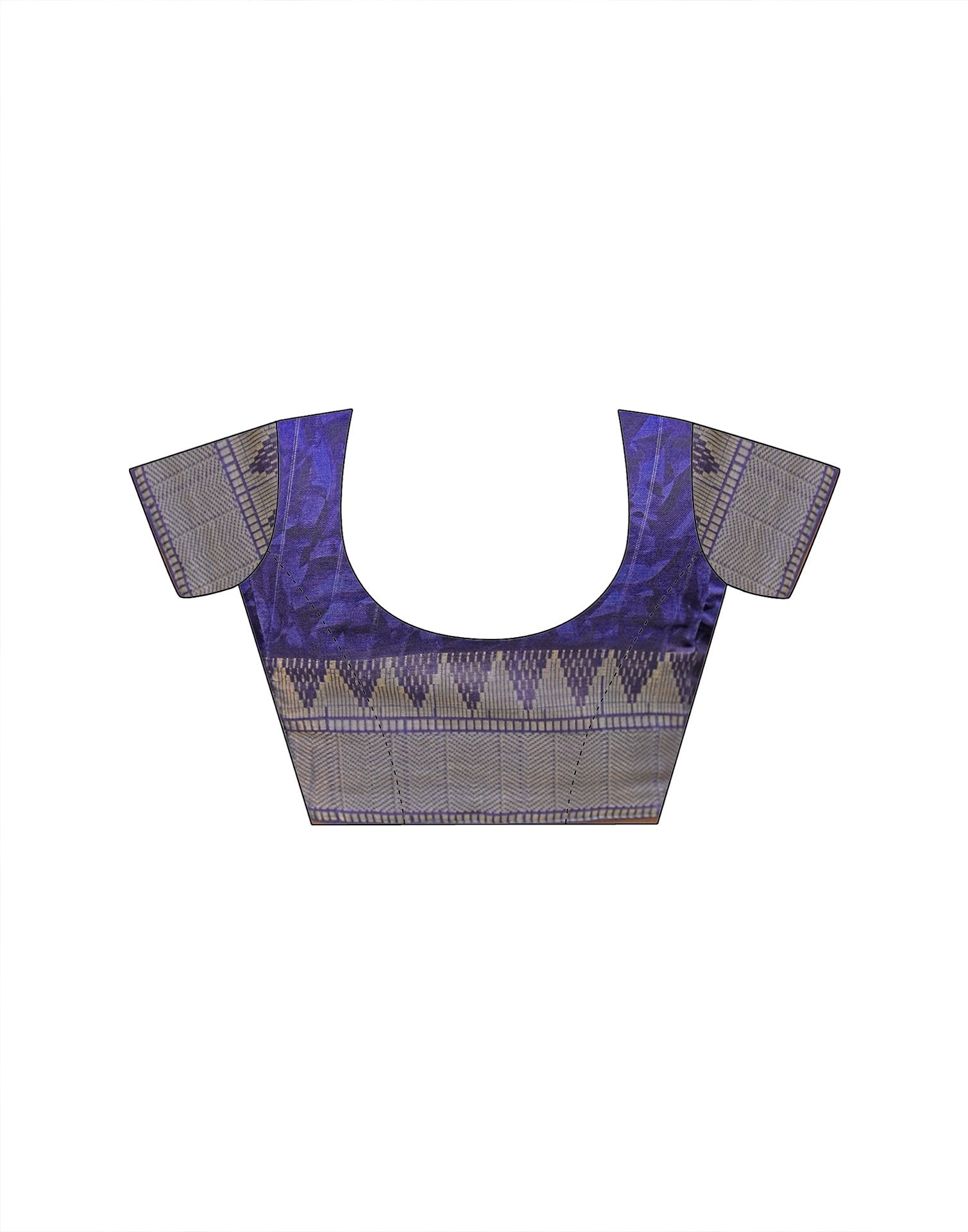 Navy Blue Silk Woven Printed Saree