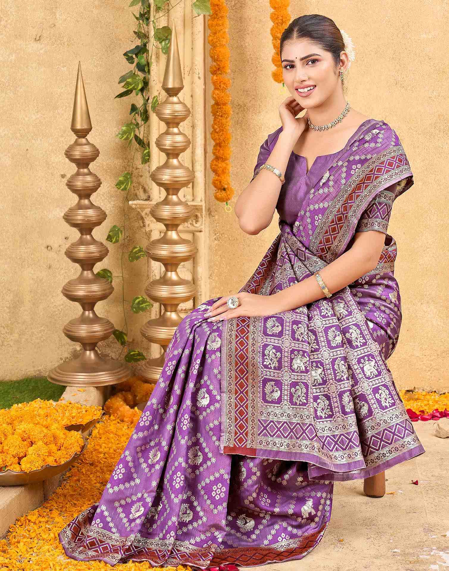 Purple Silk Woven Patola Saree