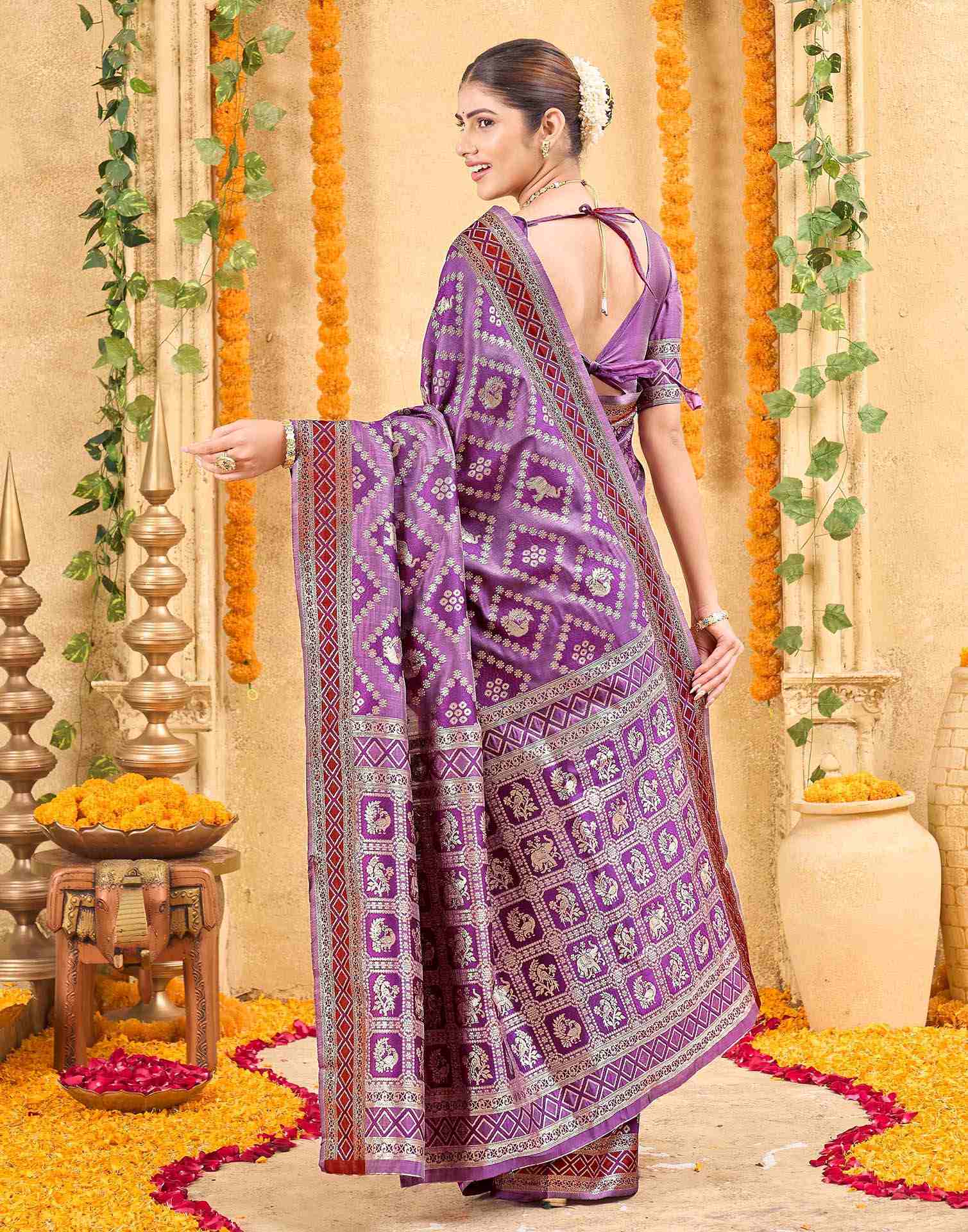 Purple Silk Woven Patola Saree