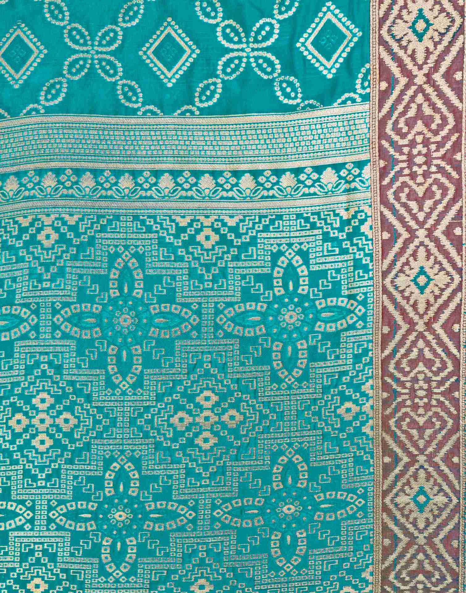 Teal Green Silk Woven Patola Saree