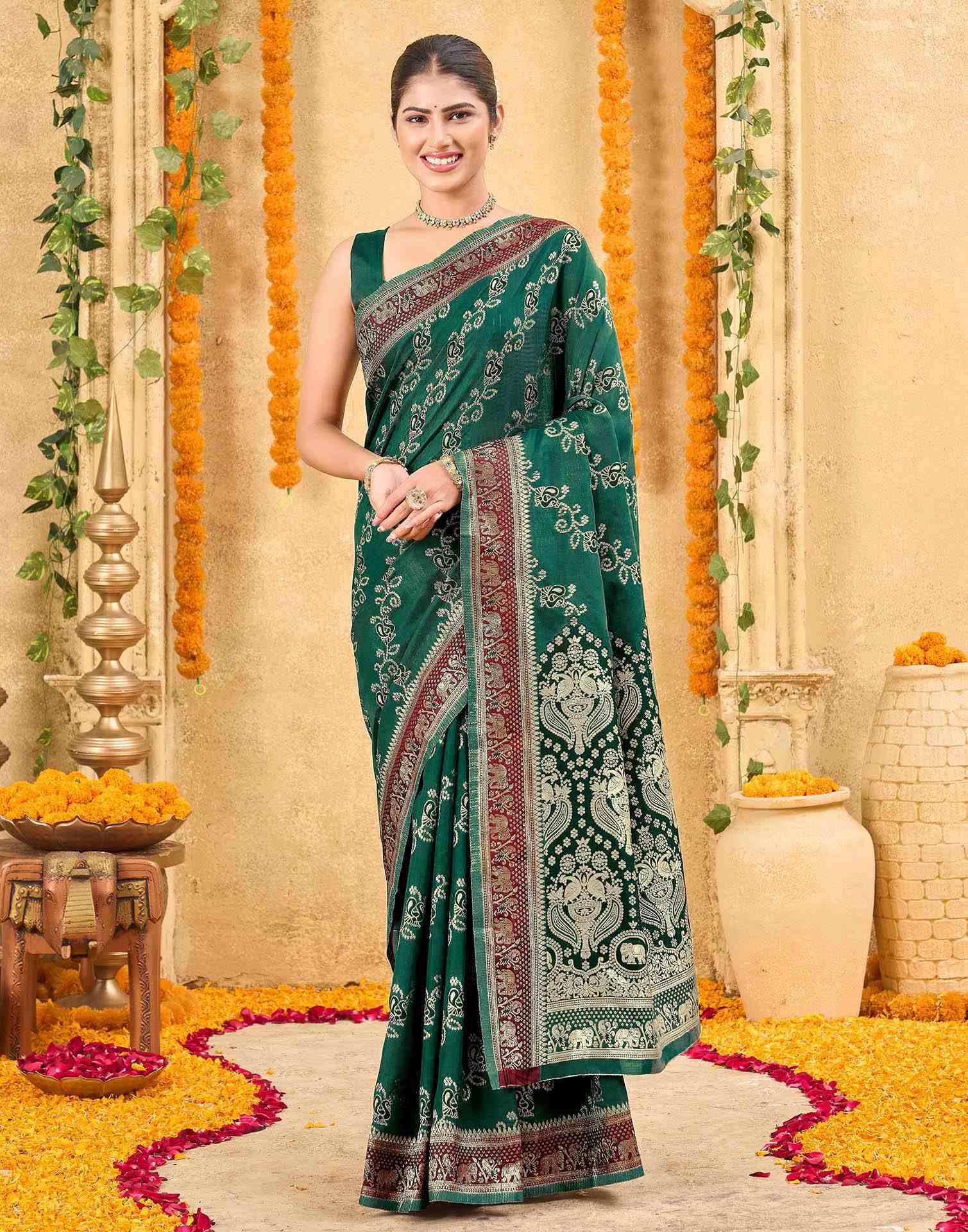 Green Silk Woven Banarasi Saree