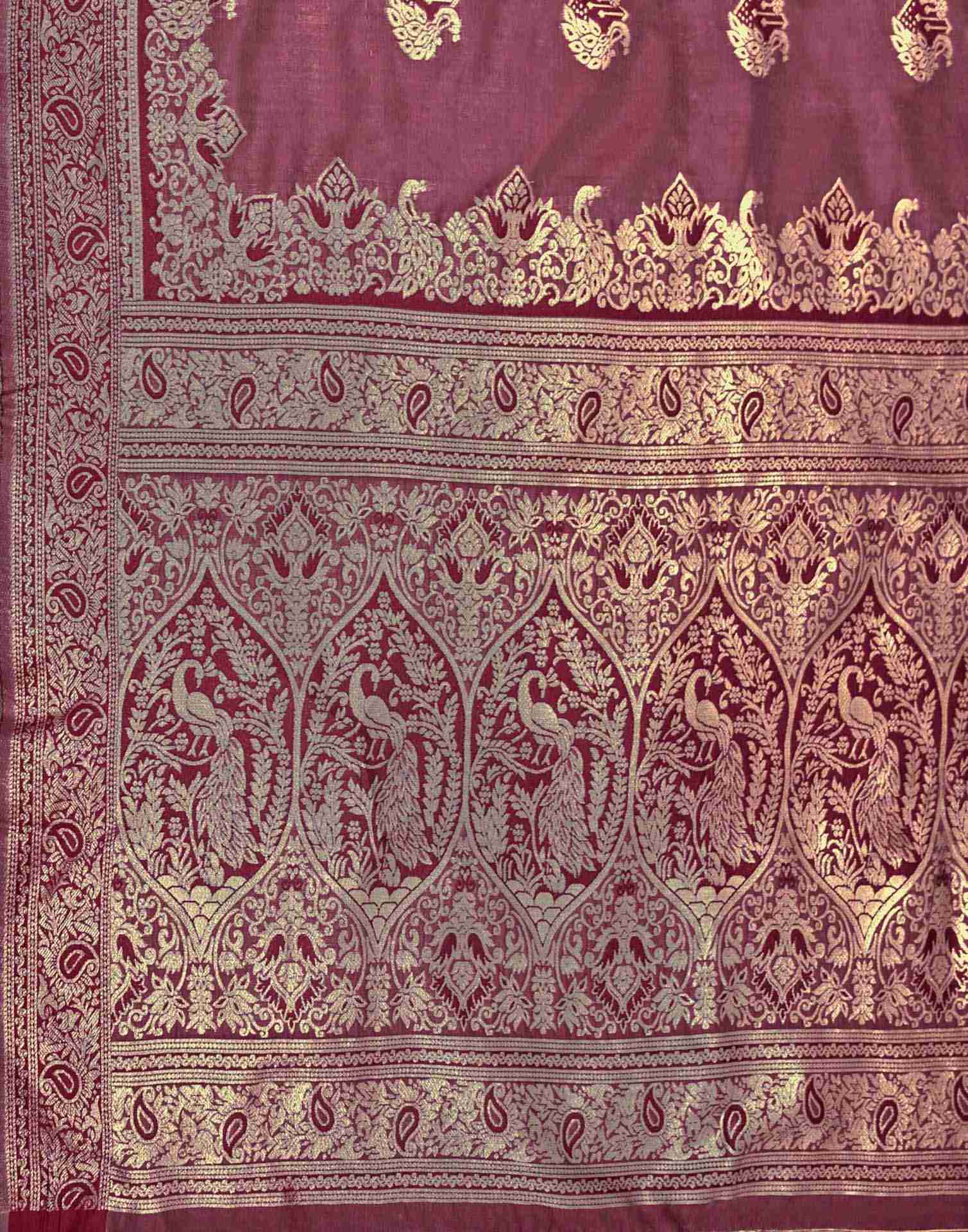 Maroon Silk Woven Banarasi Saree