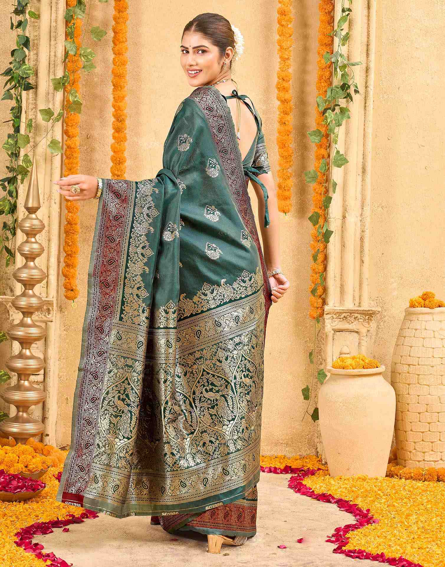 Green Silk Woven Banarasi Saree