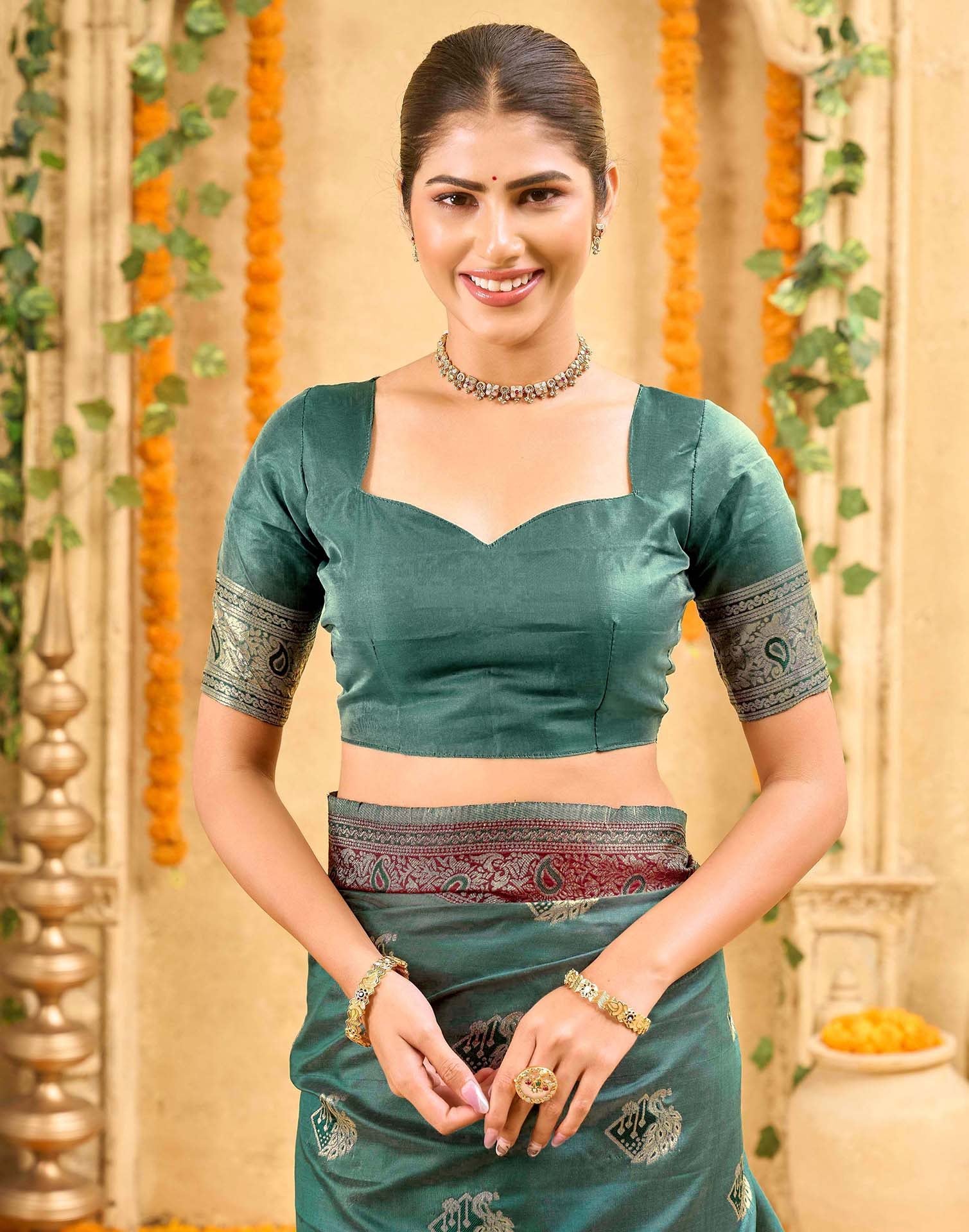 Green Silk Woven Banarasi Saree