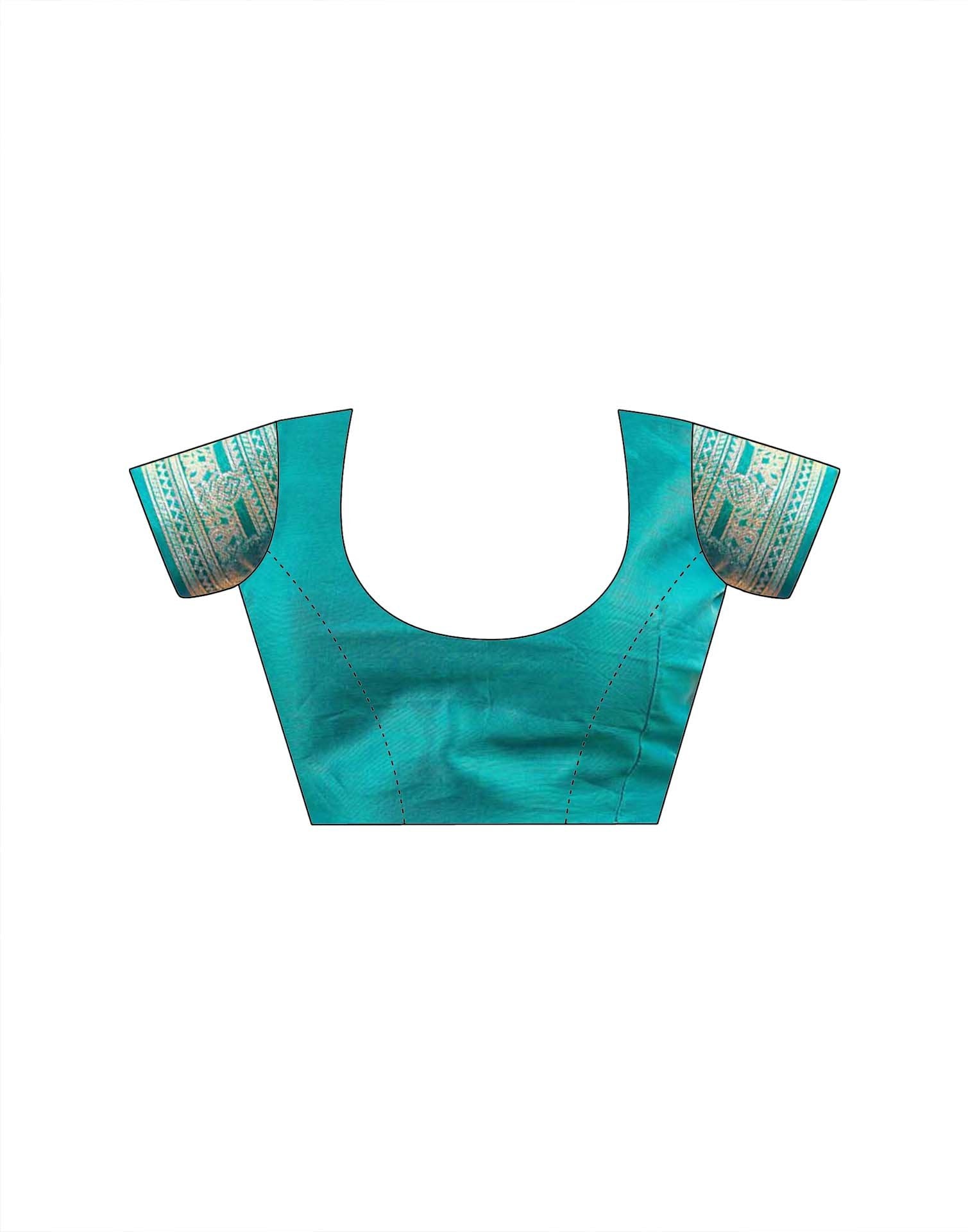 Teal Green Silk Woven Banarasi Saree