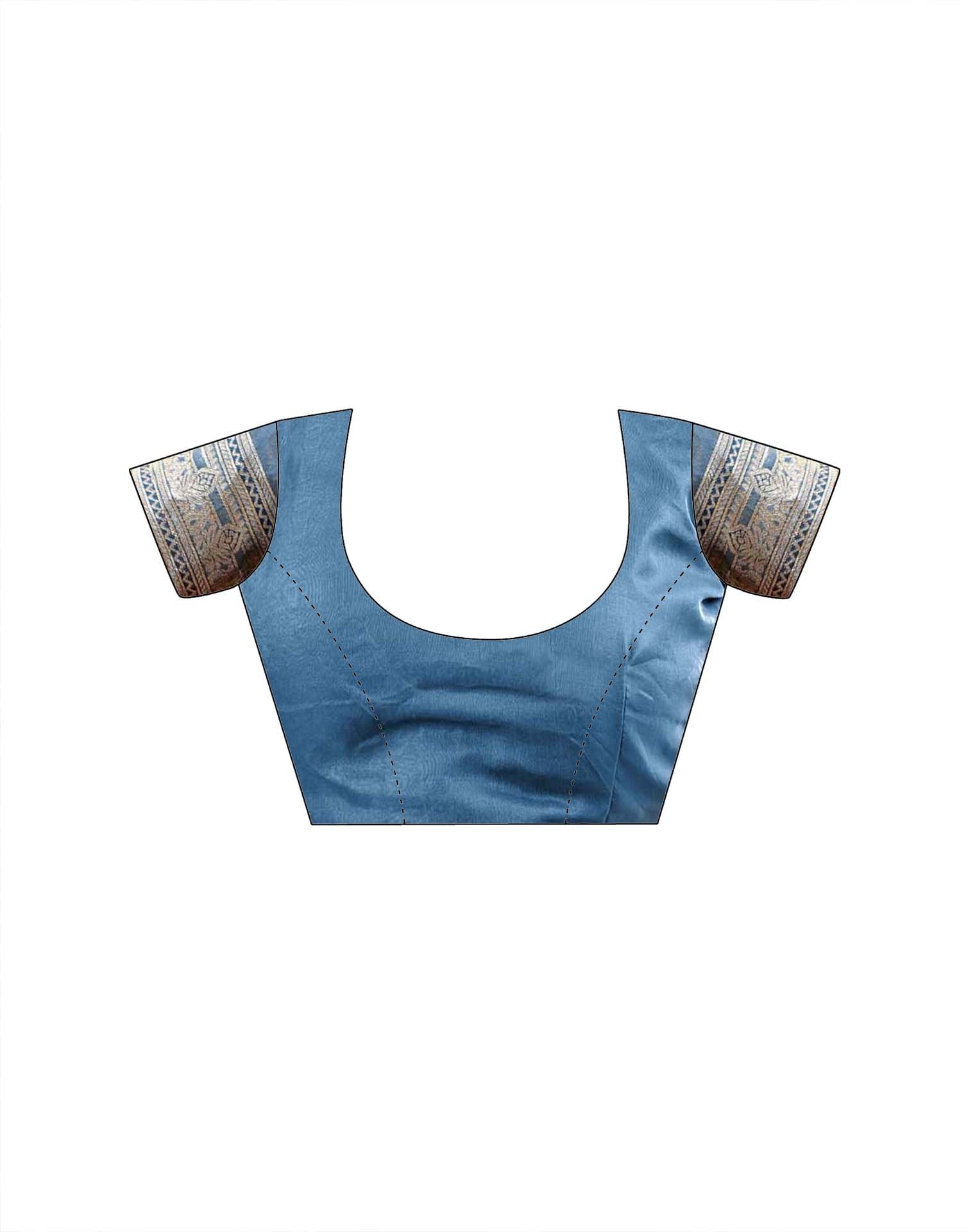 Teal Blue Silk Woven Banarasi Saree