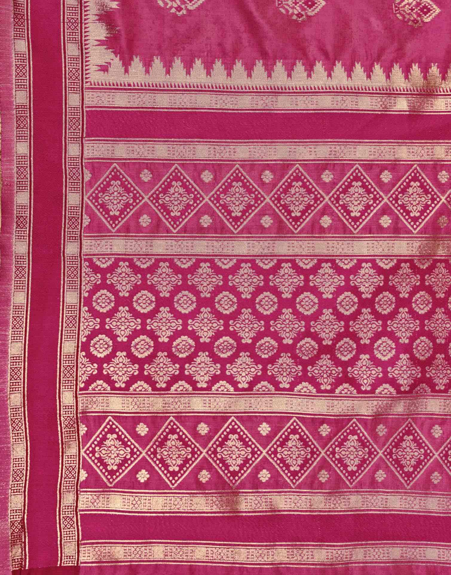 Pink Silk Woven Banarasi Saree