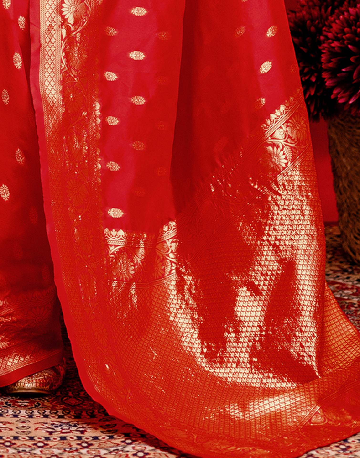 Red Silk Woven Banarasi Saree