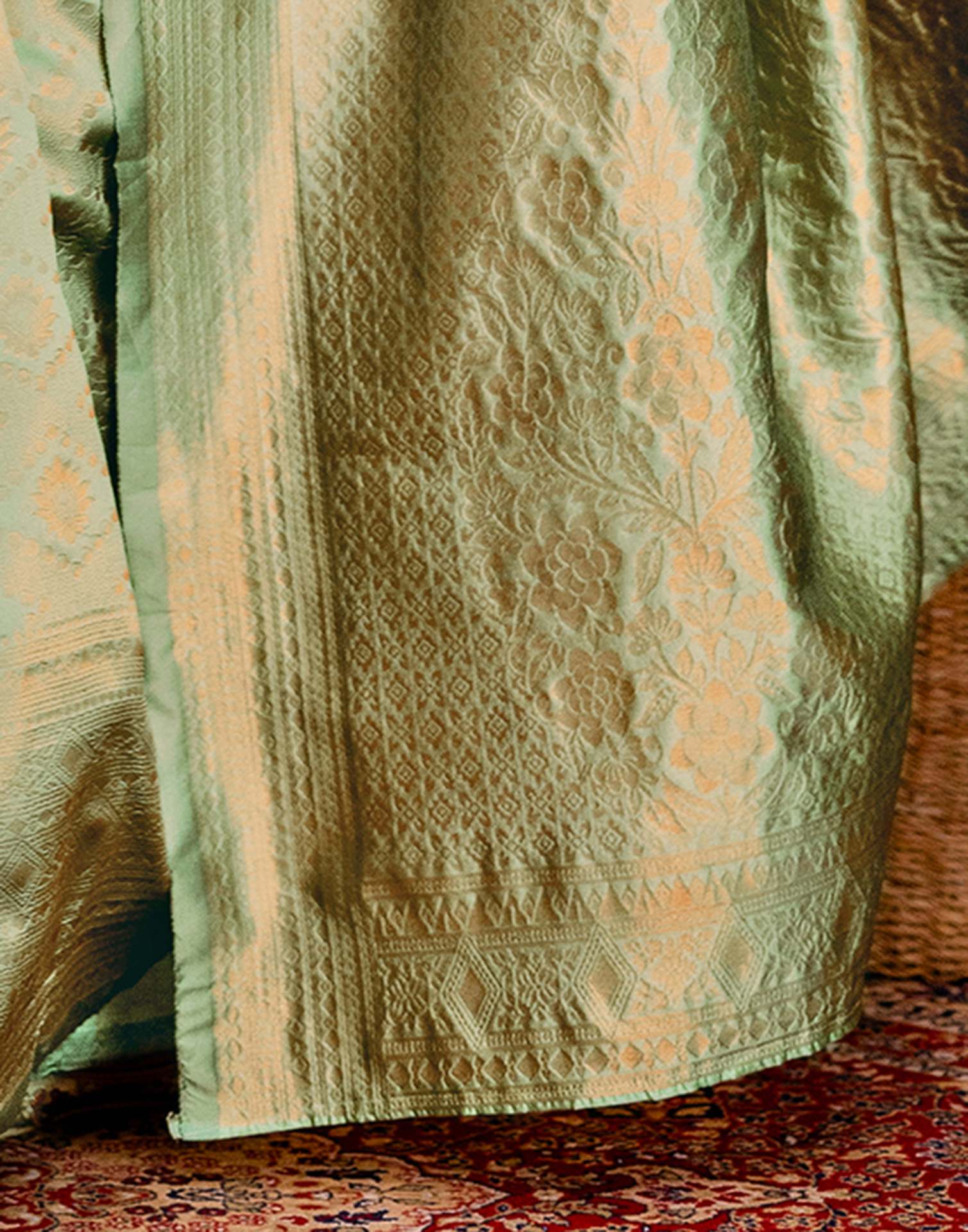 Mint Green Silk Woven Banarasi Saree