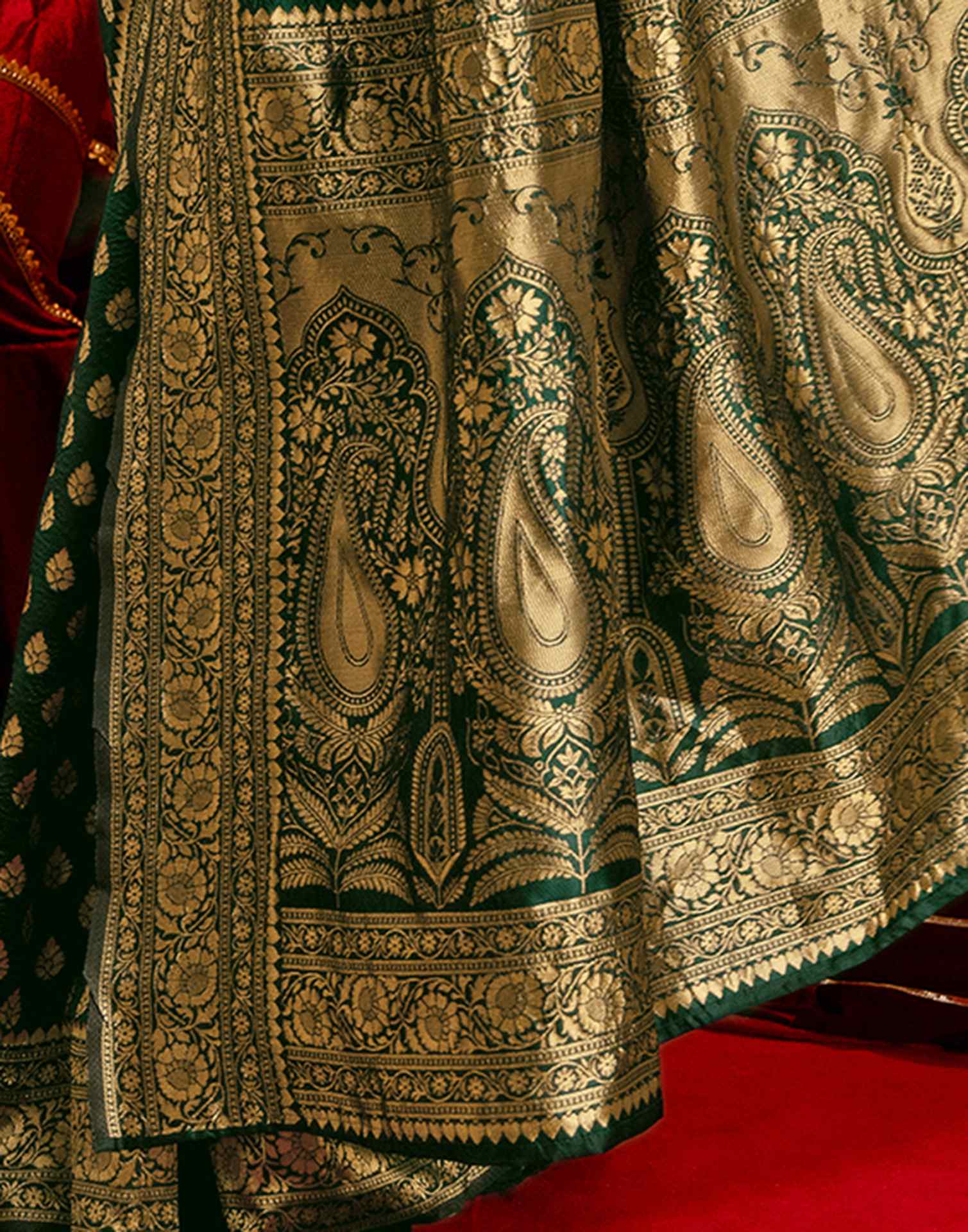 Dark Green Silk Woven Banarasi Saree
