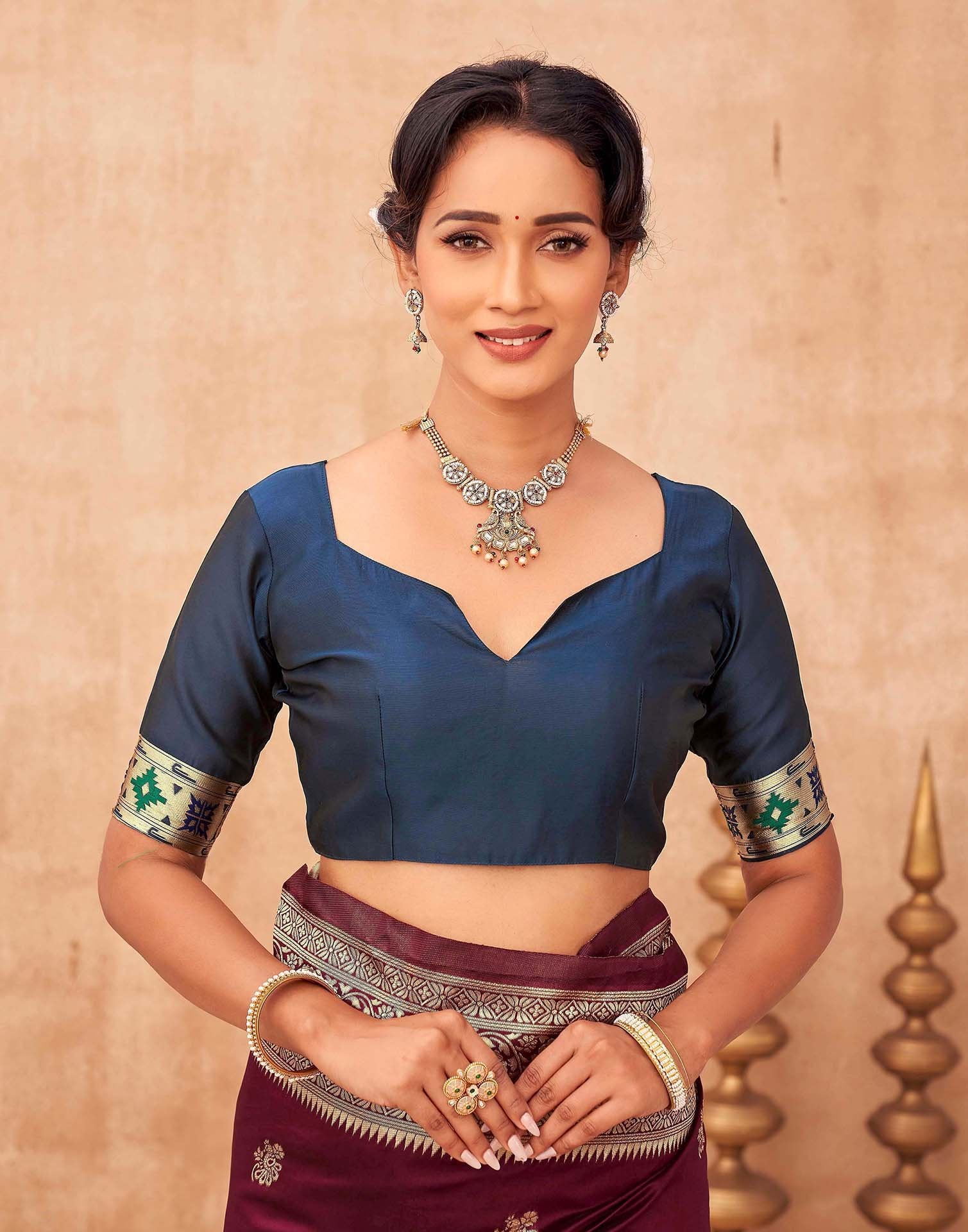 Maroon Silk Woven Paithani Saree