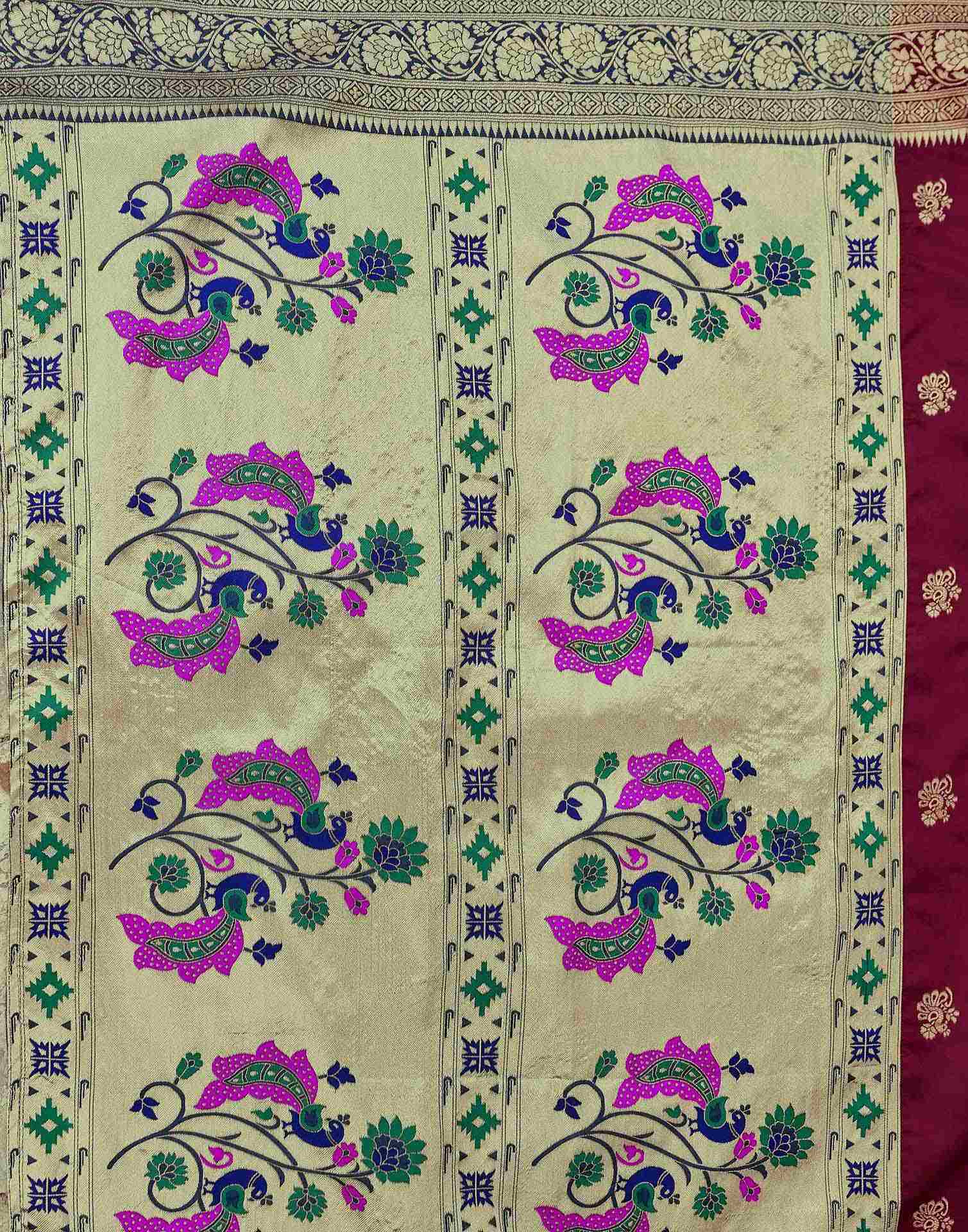 Maroon Silk Woven Paithani Saree