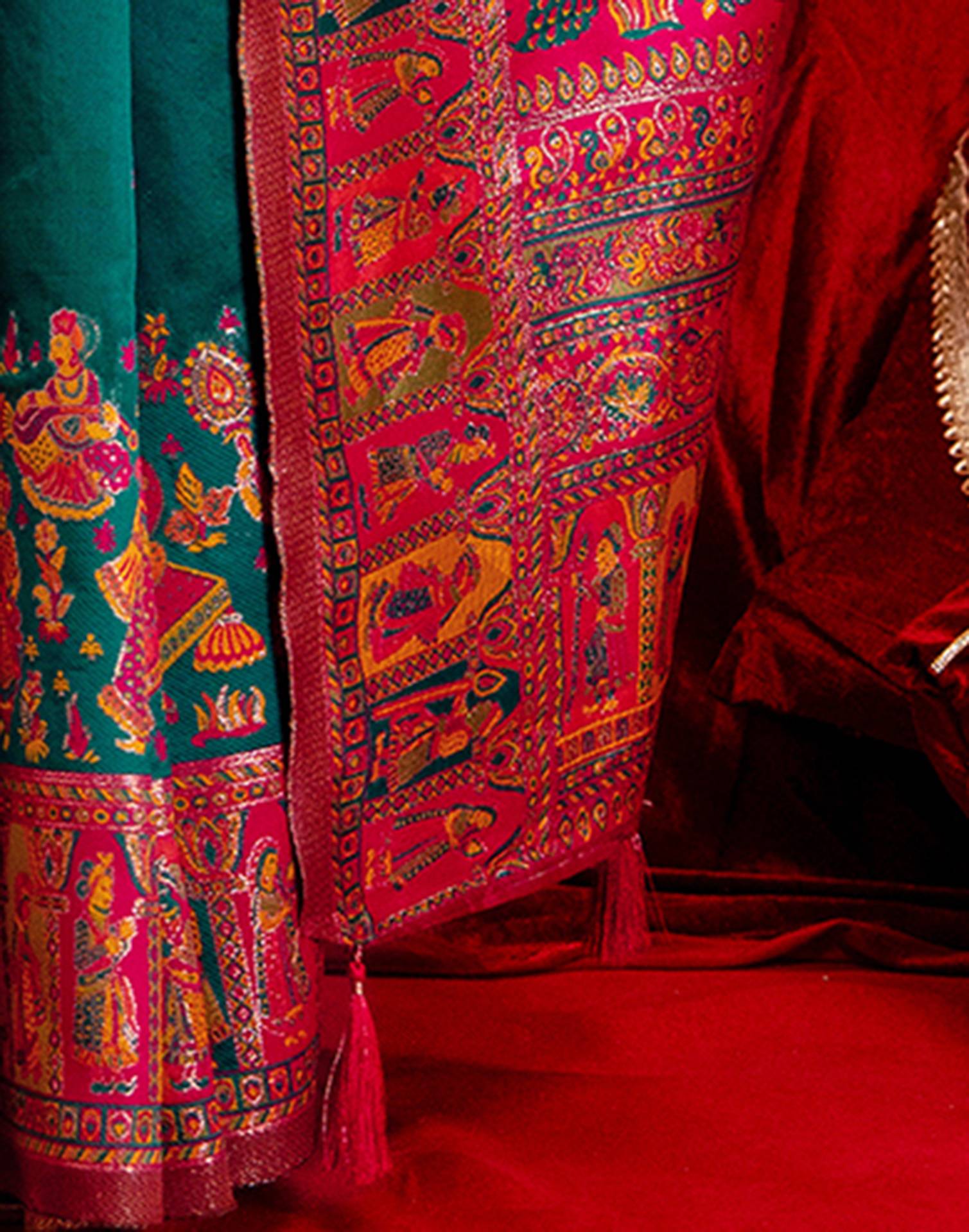 Teal Green Silk Woven Paithani Saree