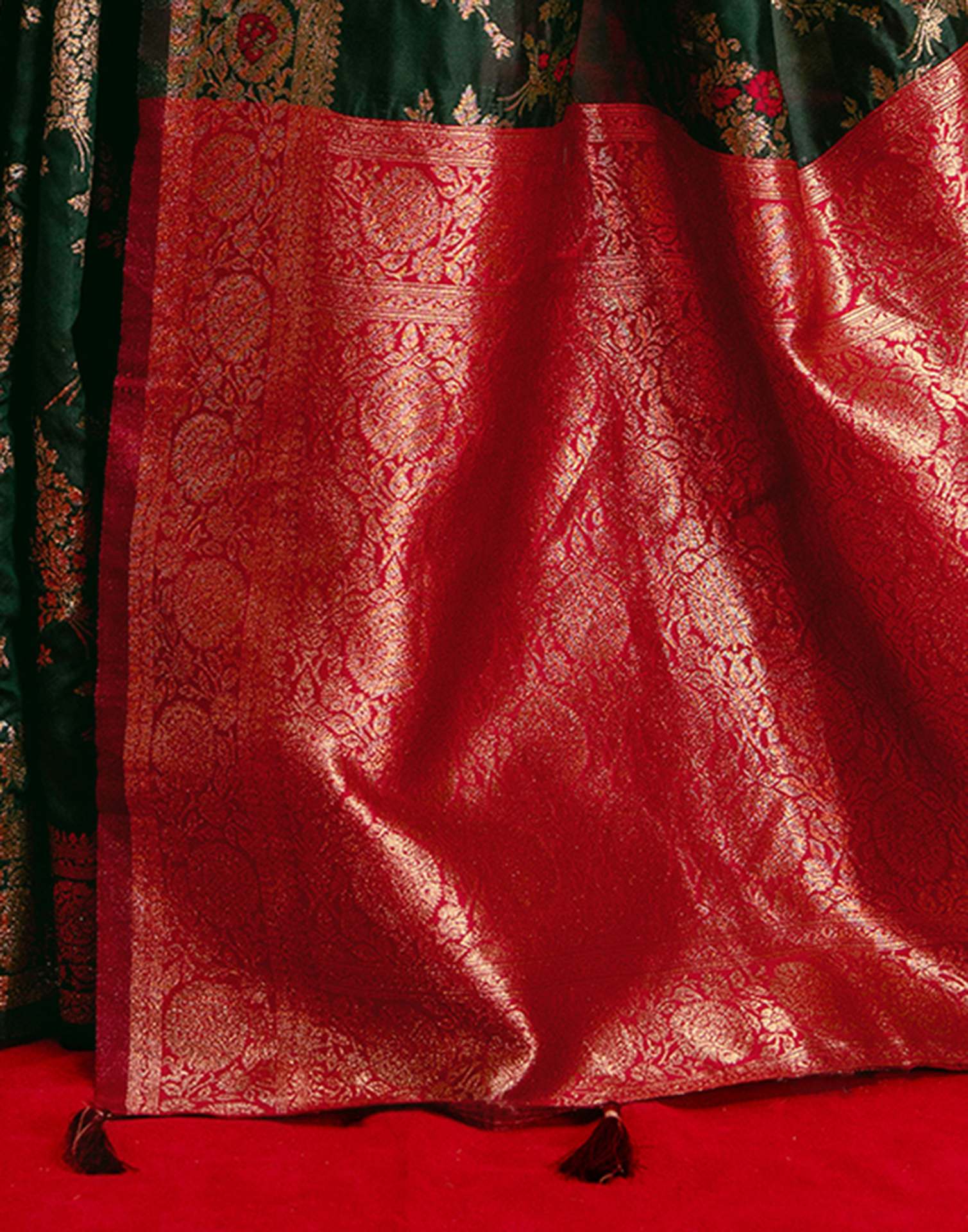 Dark Green Silk Woven Banarasi Saree