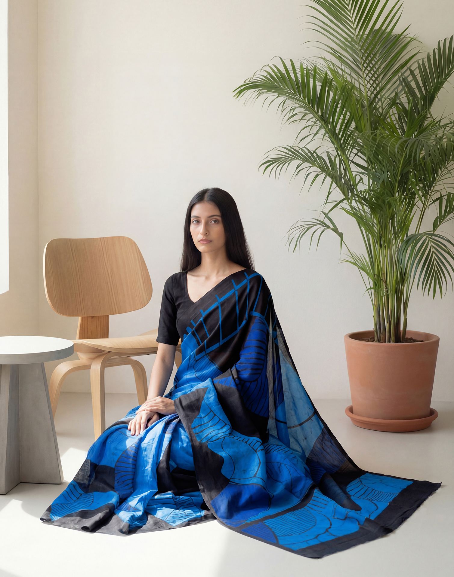 Blue Kota Silk Printed Saree