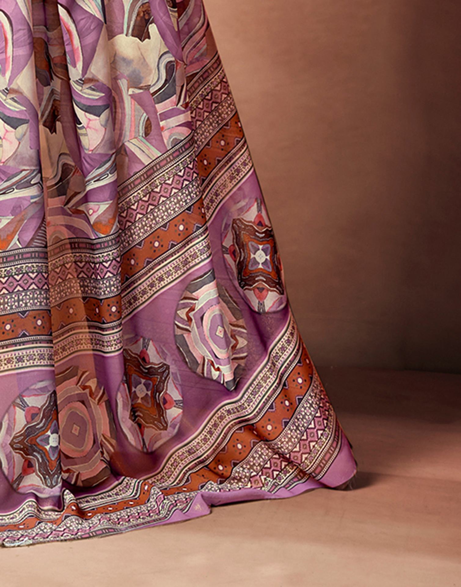 Mauve Georgette Printed Saree