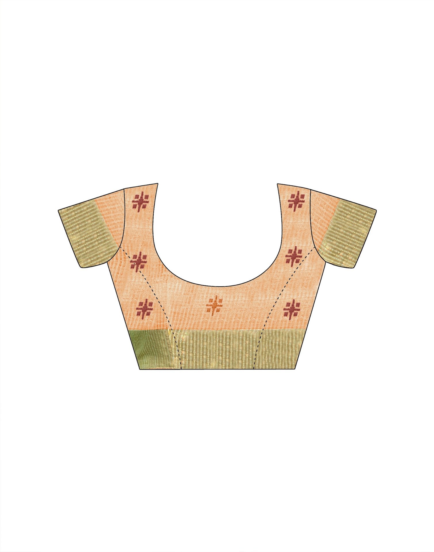 Light Orange Linen Silk Woven Printed Saree
