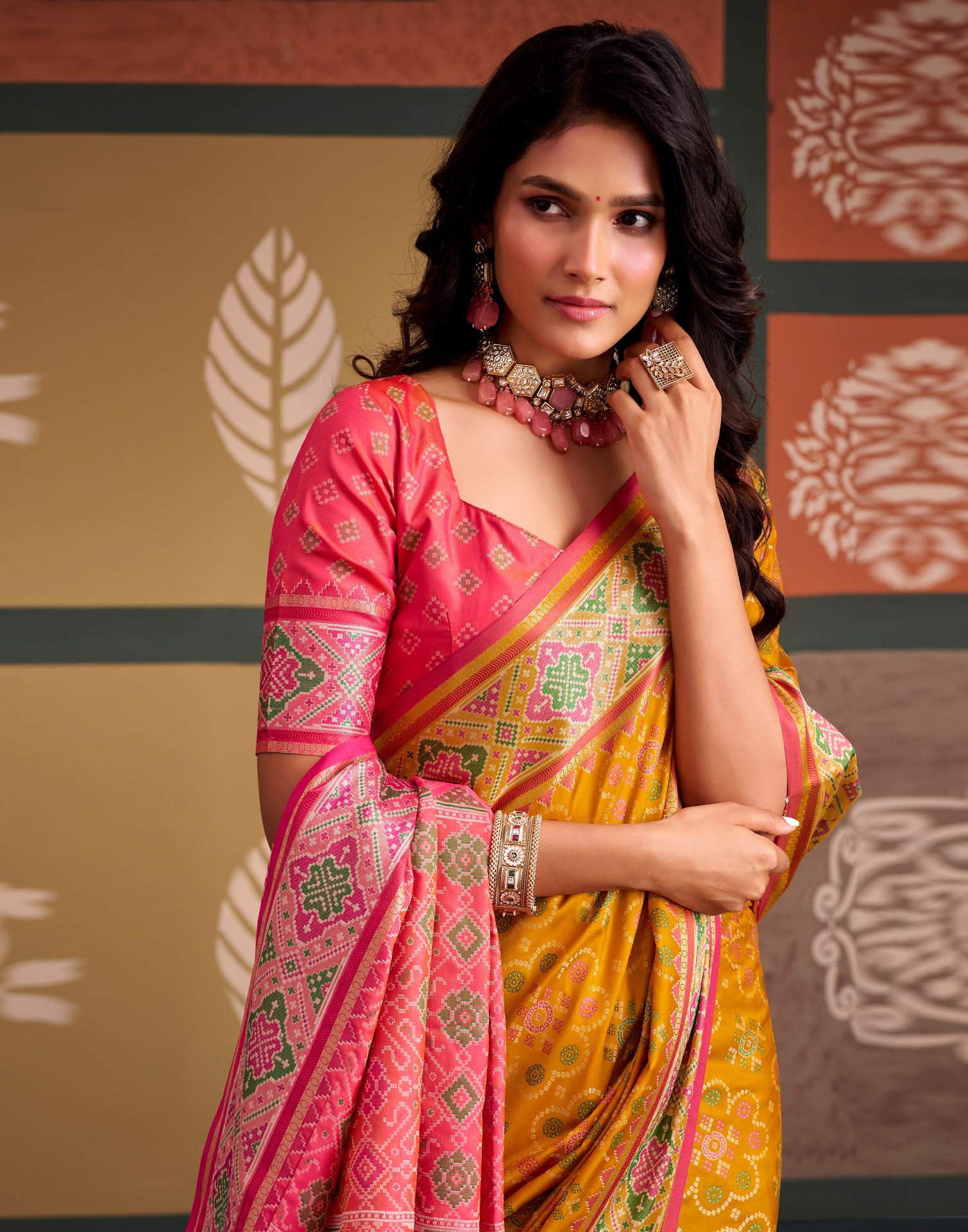 Mustard Yellow Silk Woven Patola Saree