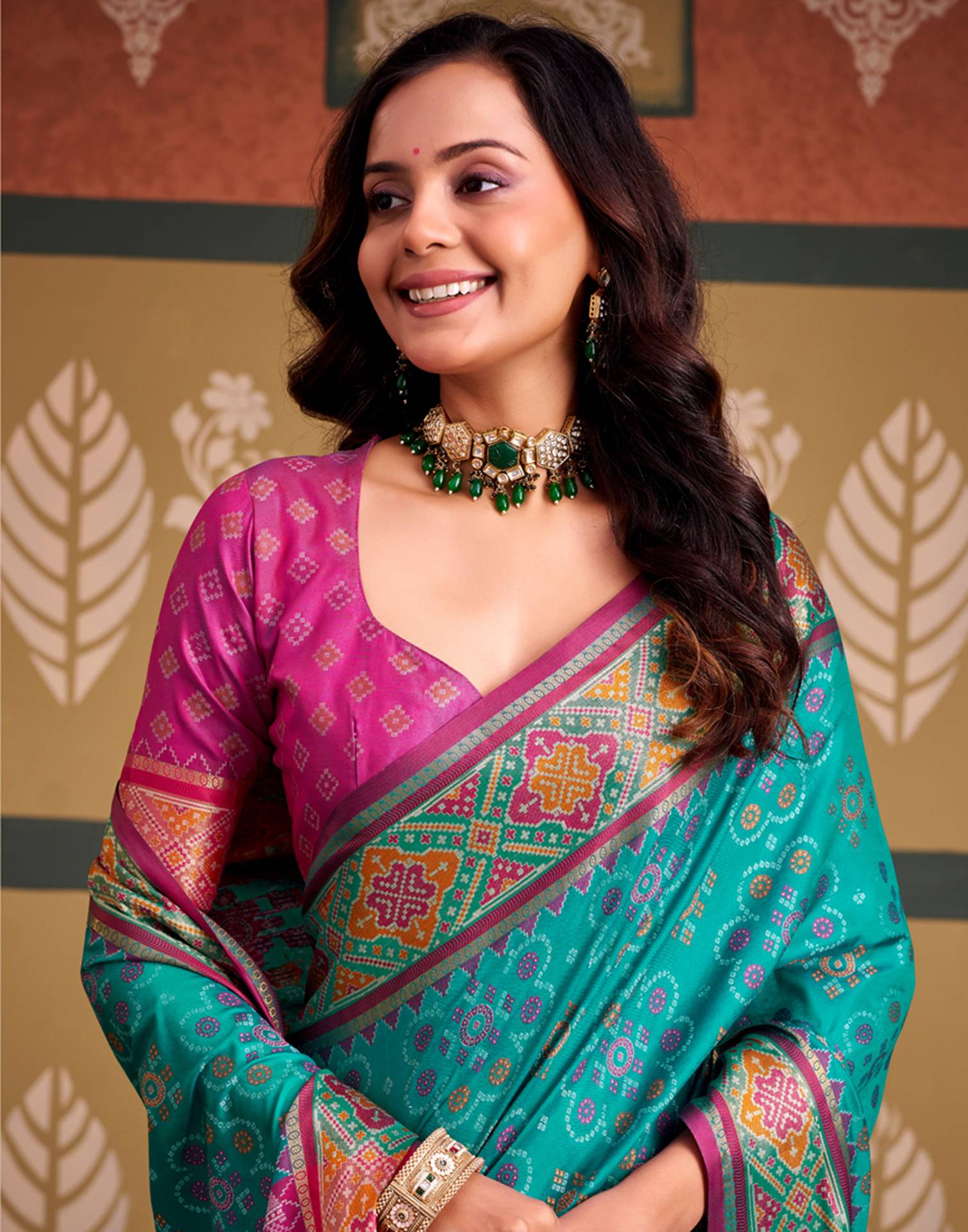 Teal Blue Silk Woven Patola Saree