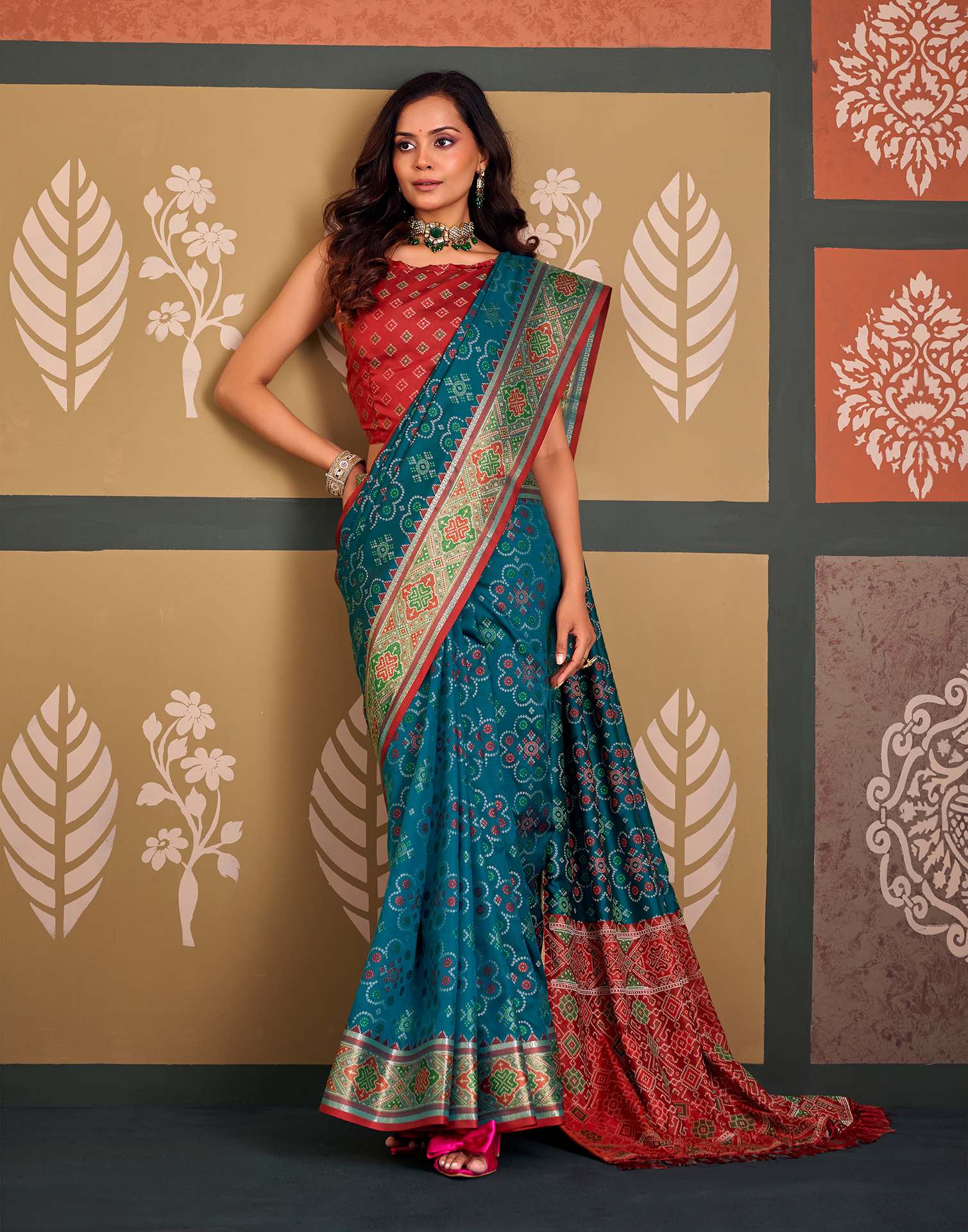 Rama Blue Silk Woven Patola Saree
