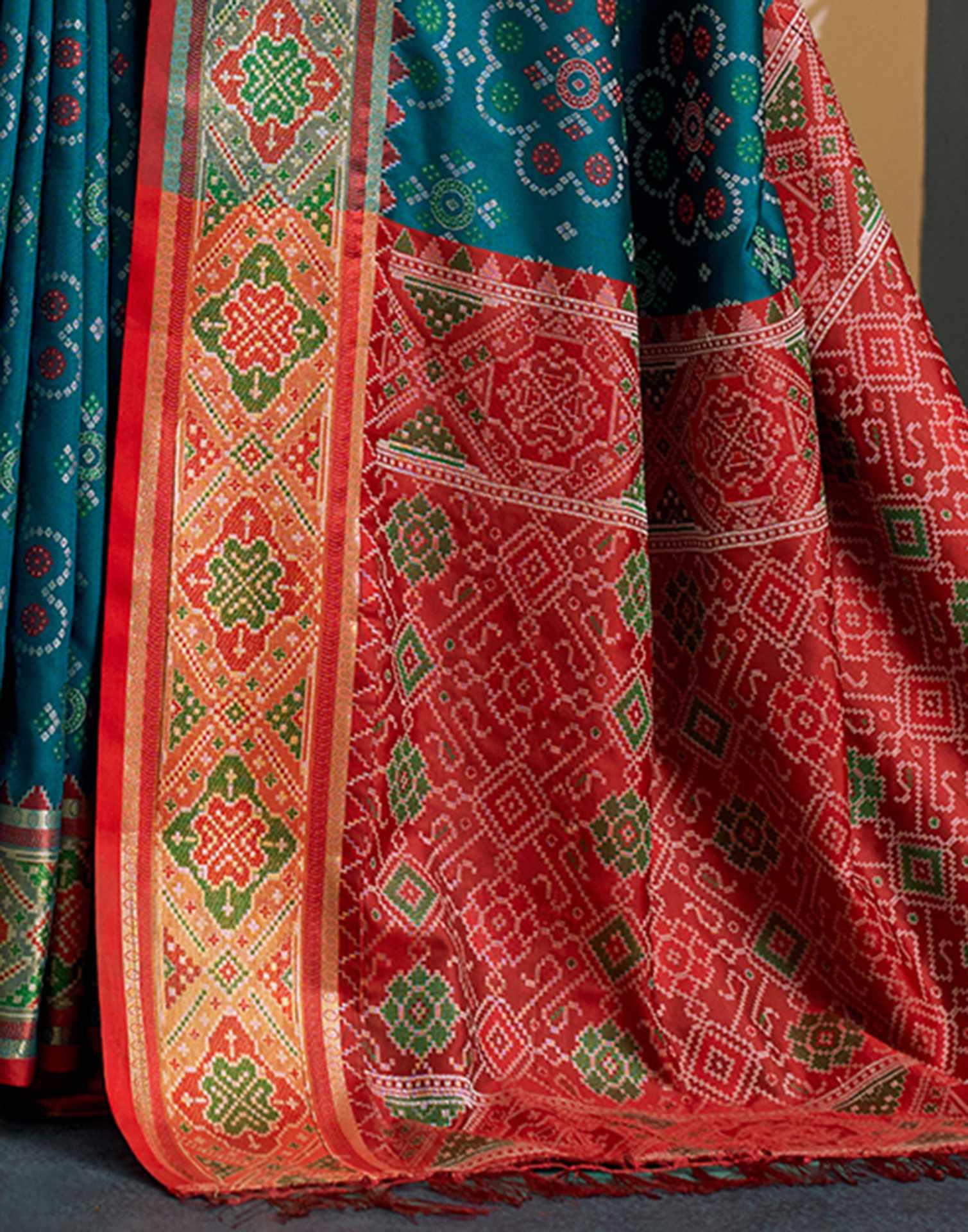 Rama Blue Silk Woven Patola Saree