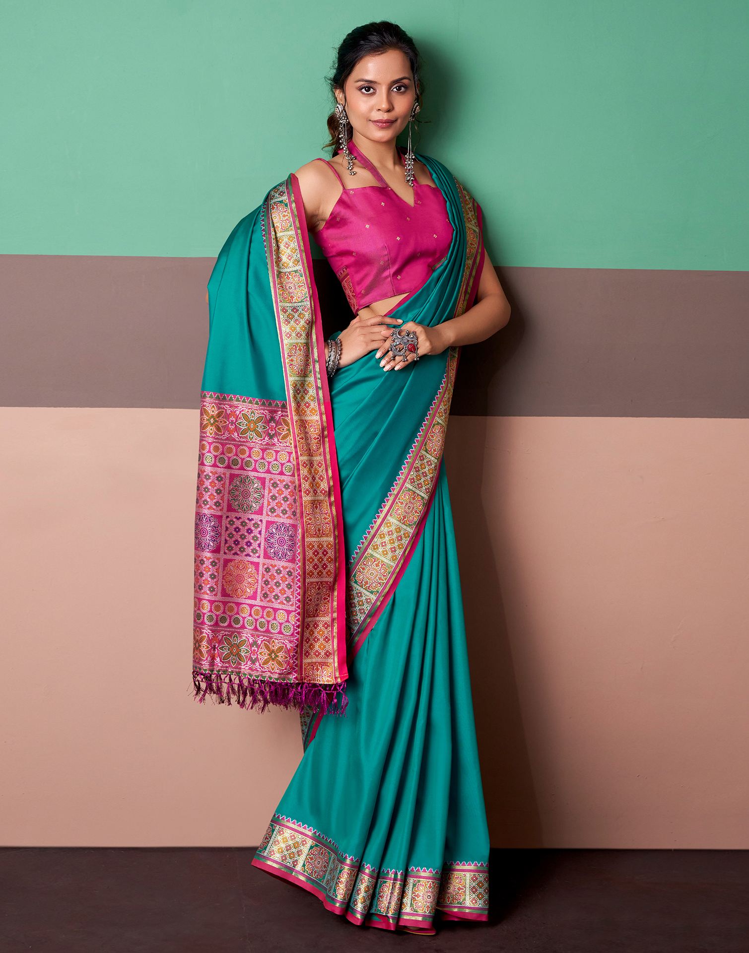 Teal Blue Silk Woven Patola Saree