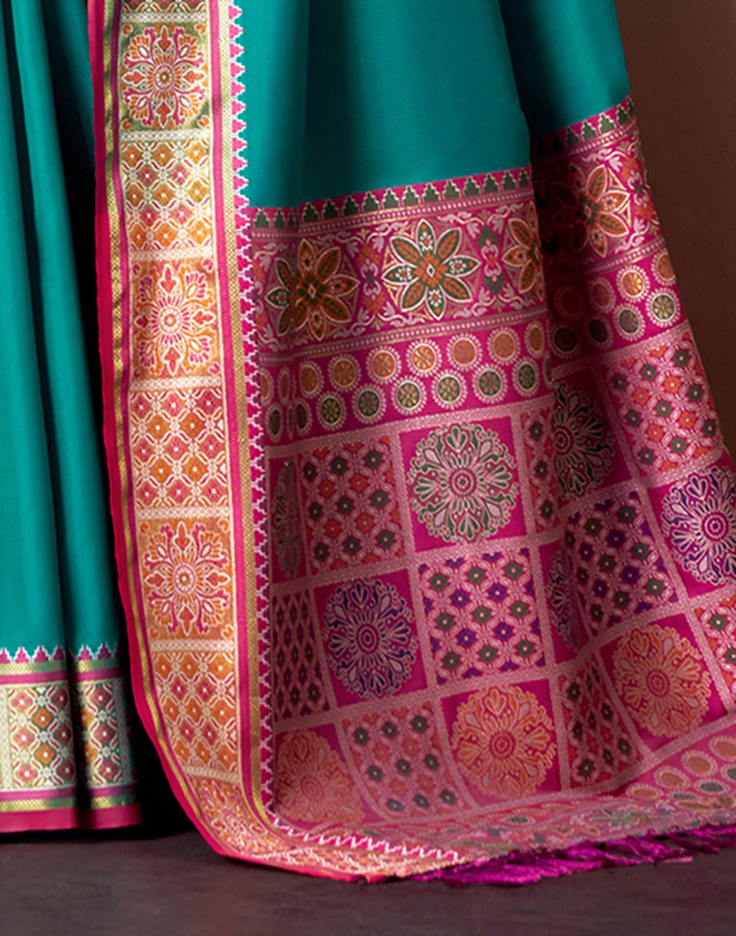 Teal Blue Silk Woven Patola Saree