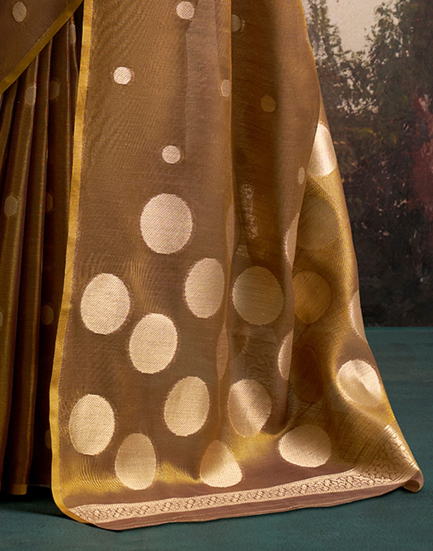 Brown Tissue Silk Woven Saree