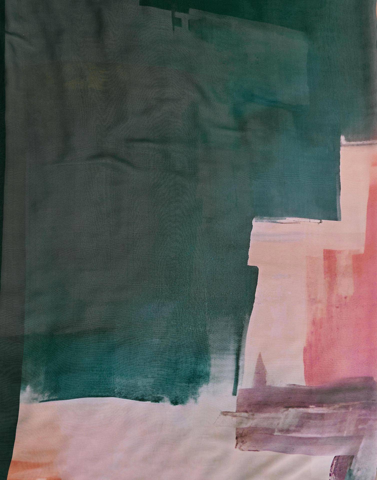 Green Georgette Printed Saree