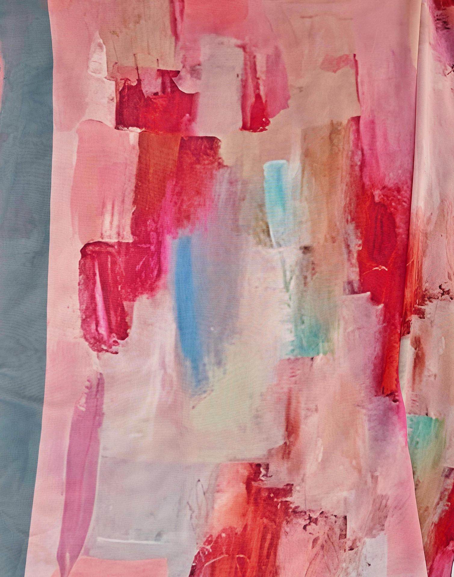 Orange Georgette Printed Saree