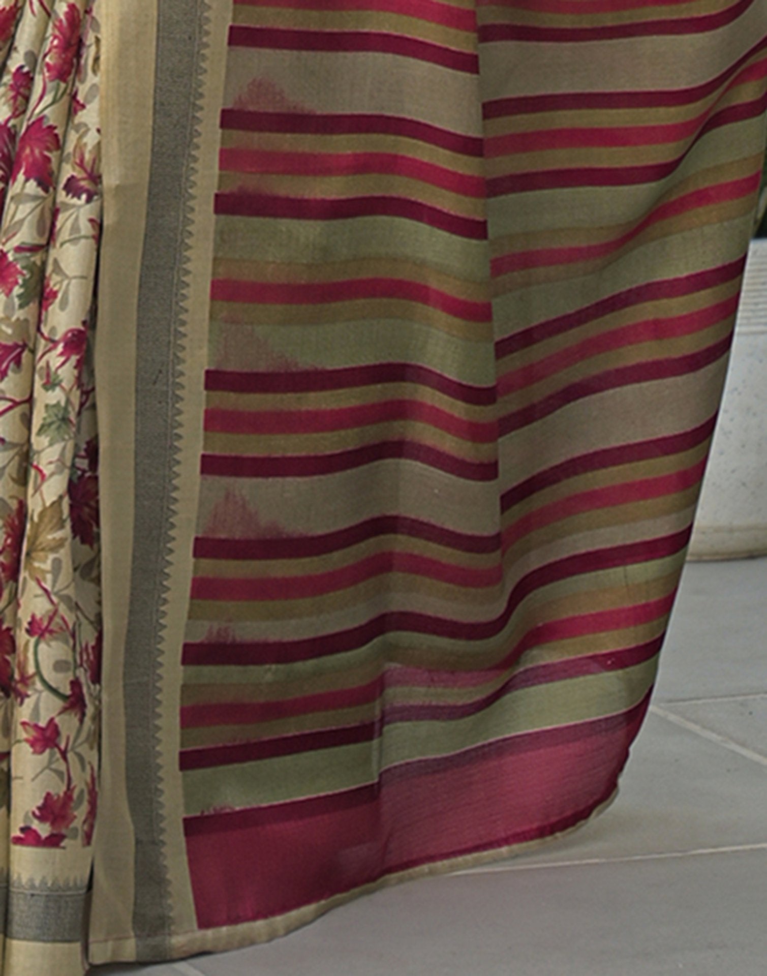 Beige Khadi Printed Saree