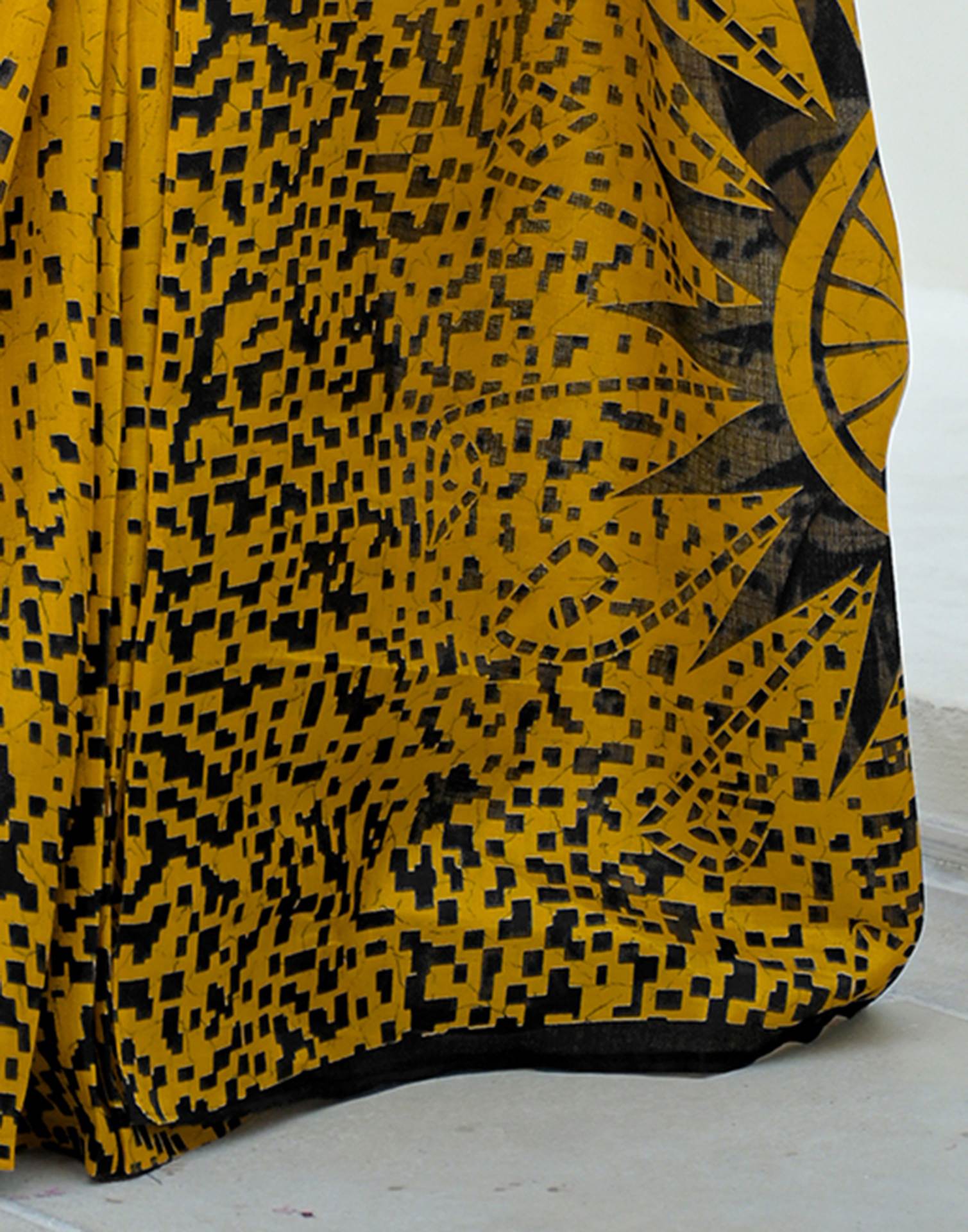 Yellow Khadi Printed Saree