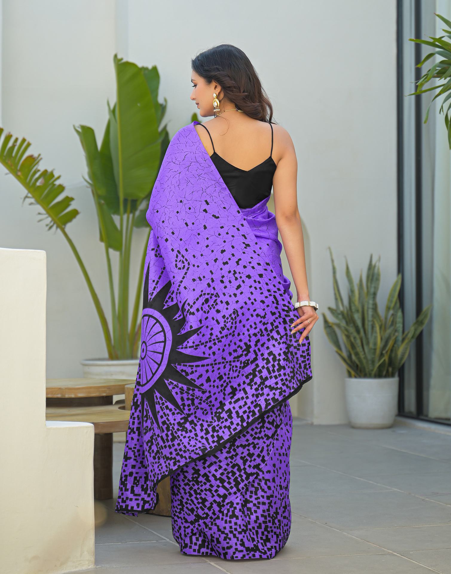Purple Khadi Printed Saree