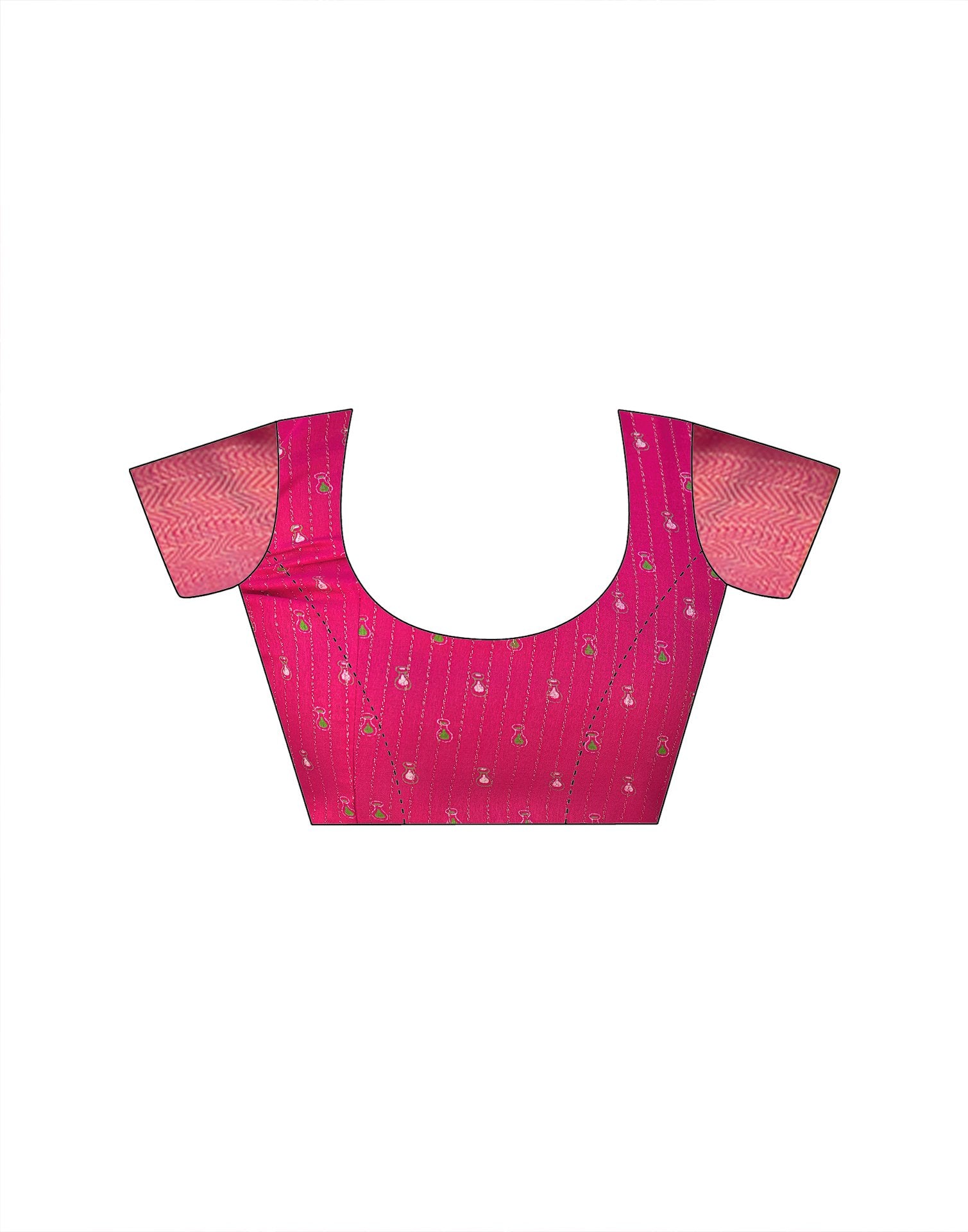 Pink Silk Printed Zari Stripe Saree