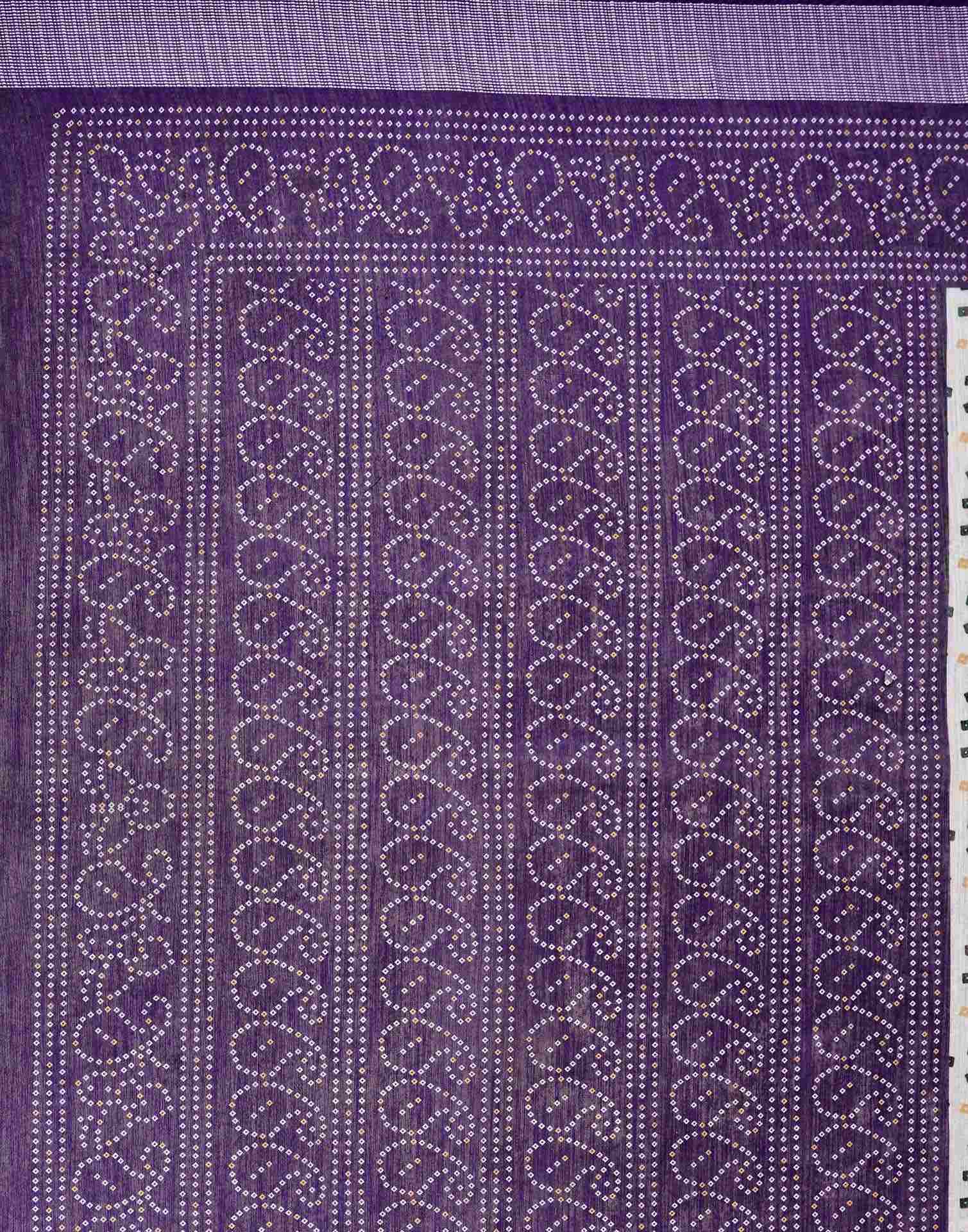 Purple Linen Bandhani Printed Saree