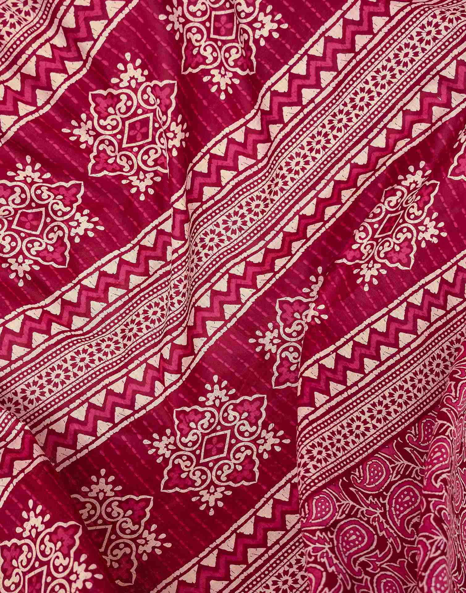 Ready To Wear Maroon Cotton Printed Saree