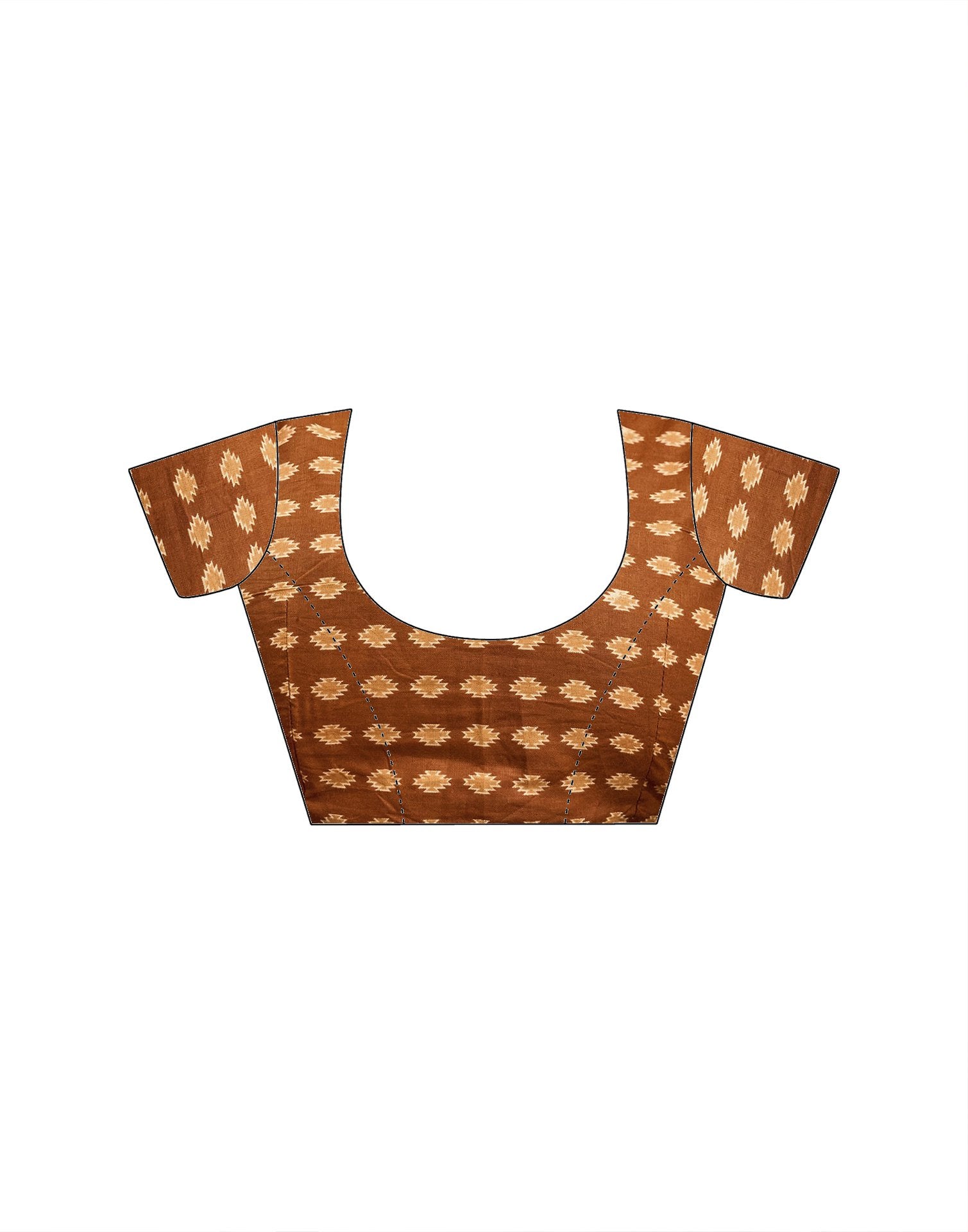 Ready To Wear Brown Cotton Printed Saree