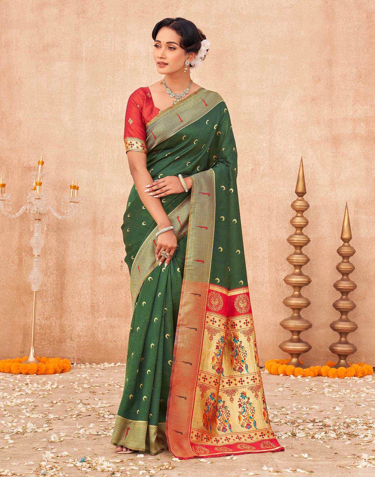 Green Silk Woven Paithani Saree